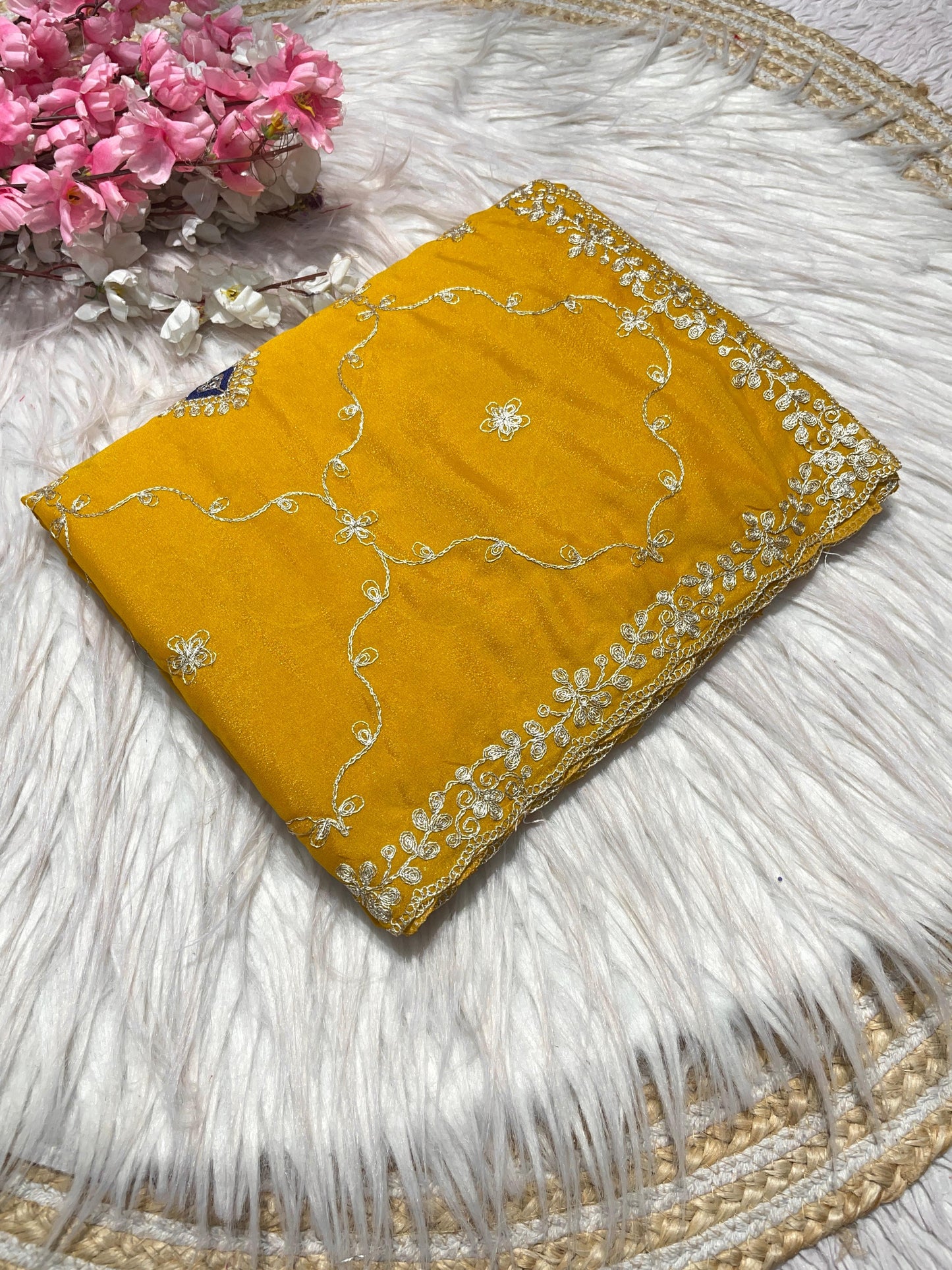 Kayatri New Beautiful C Pallu WithThread multi Embroidery Sequence Coding work saree