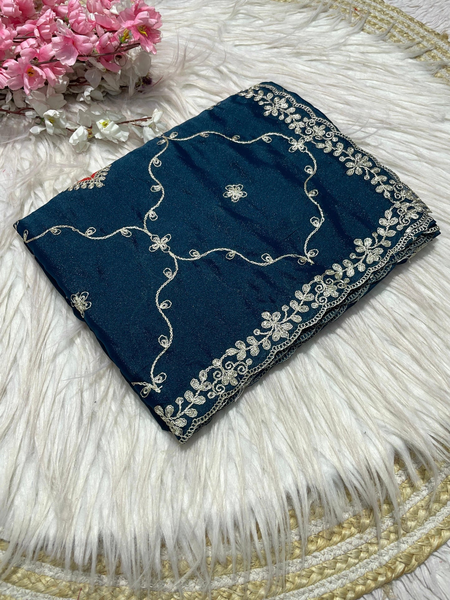 Kayatri New Beautiful C Pallu WithThread multi Embroidery Sequence Coding work saree