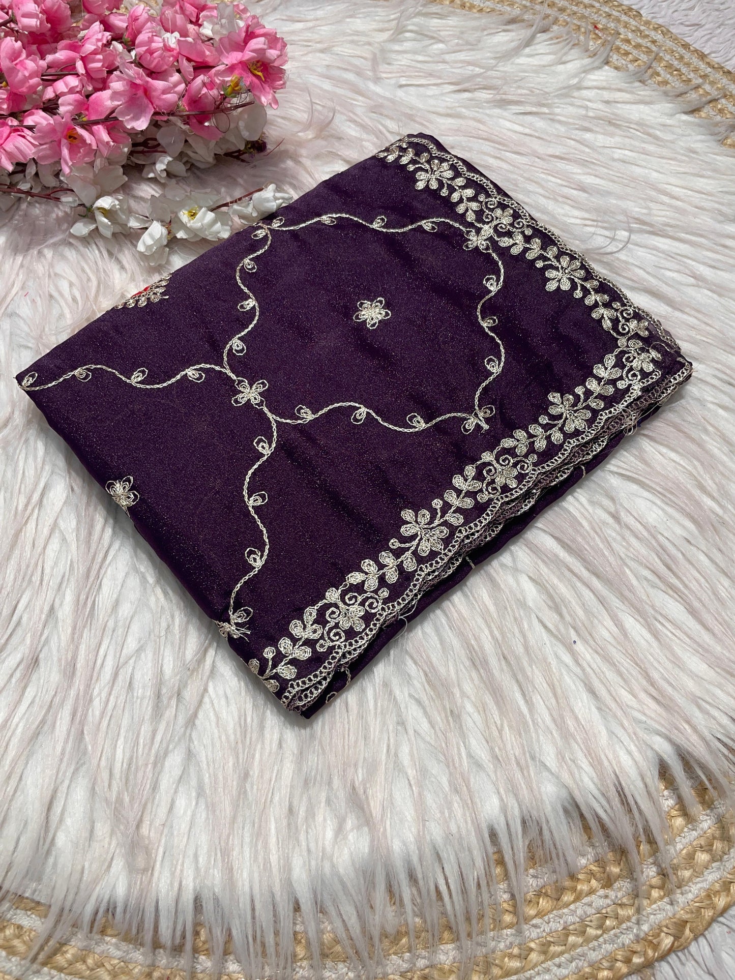 Kayatri New Beautiful C Pallu WithThread multi Embroidery Sequence Coding work saree