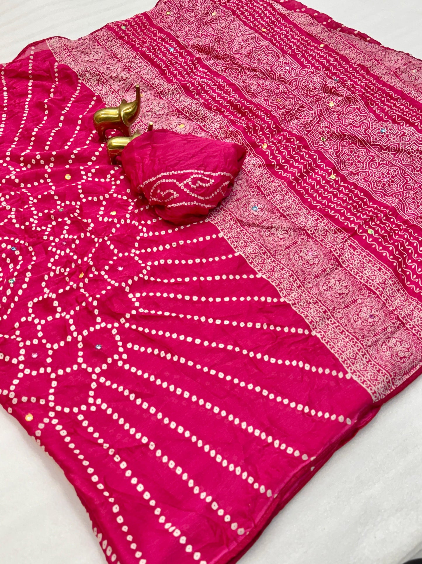Kayatri New  PURE MOSS BANDHANI PRINT SARE