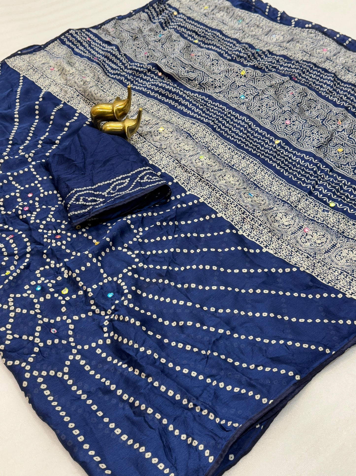 Kayatri New  PURE MOSS BANDHANI PRINT SARE