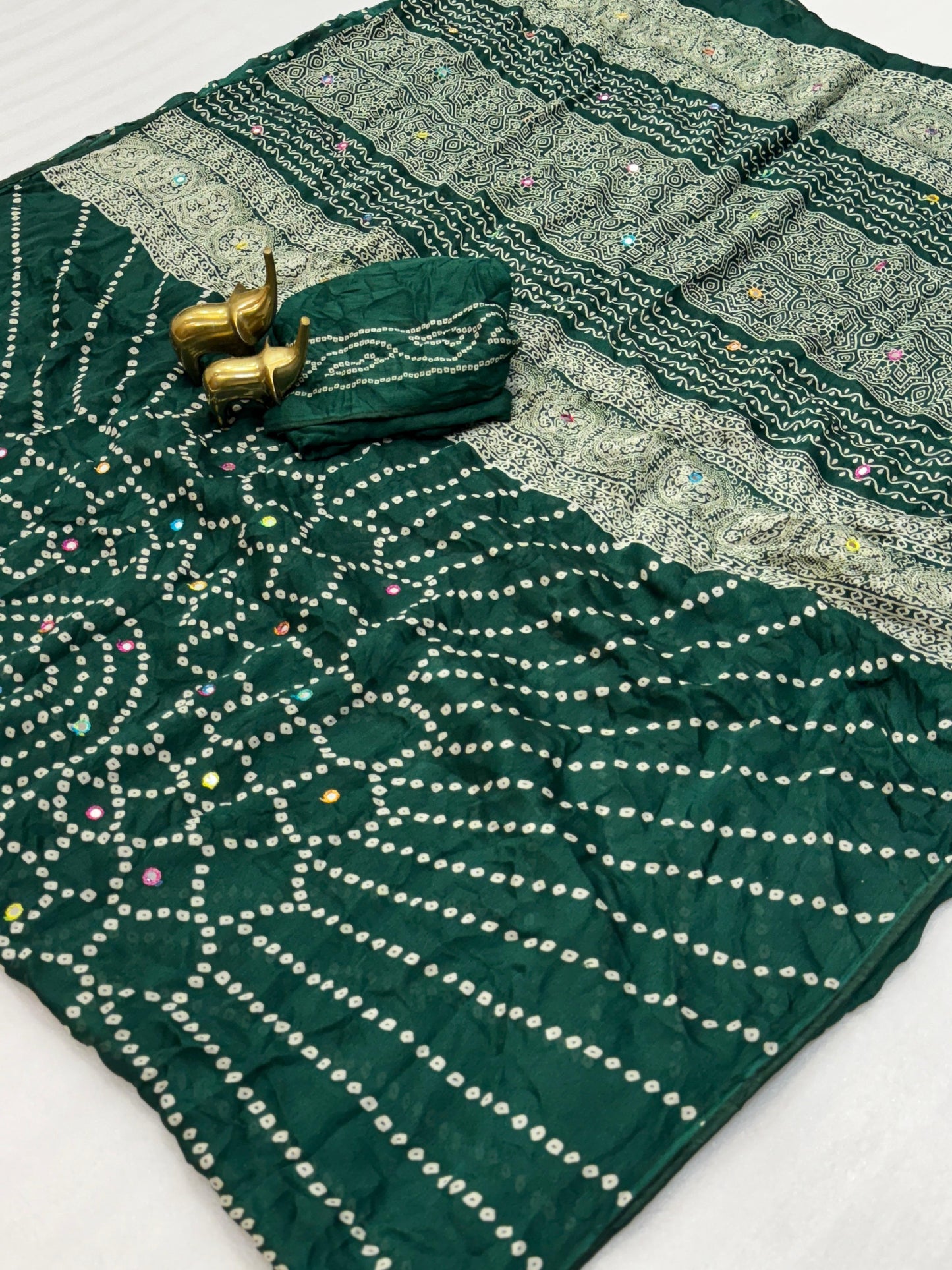 Kayatri New  PURE MOSS BANDHANI PRINT SARE