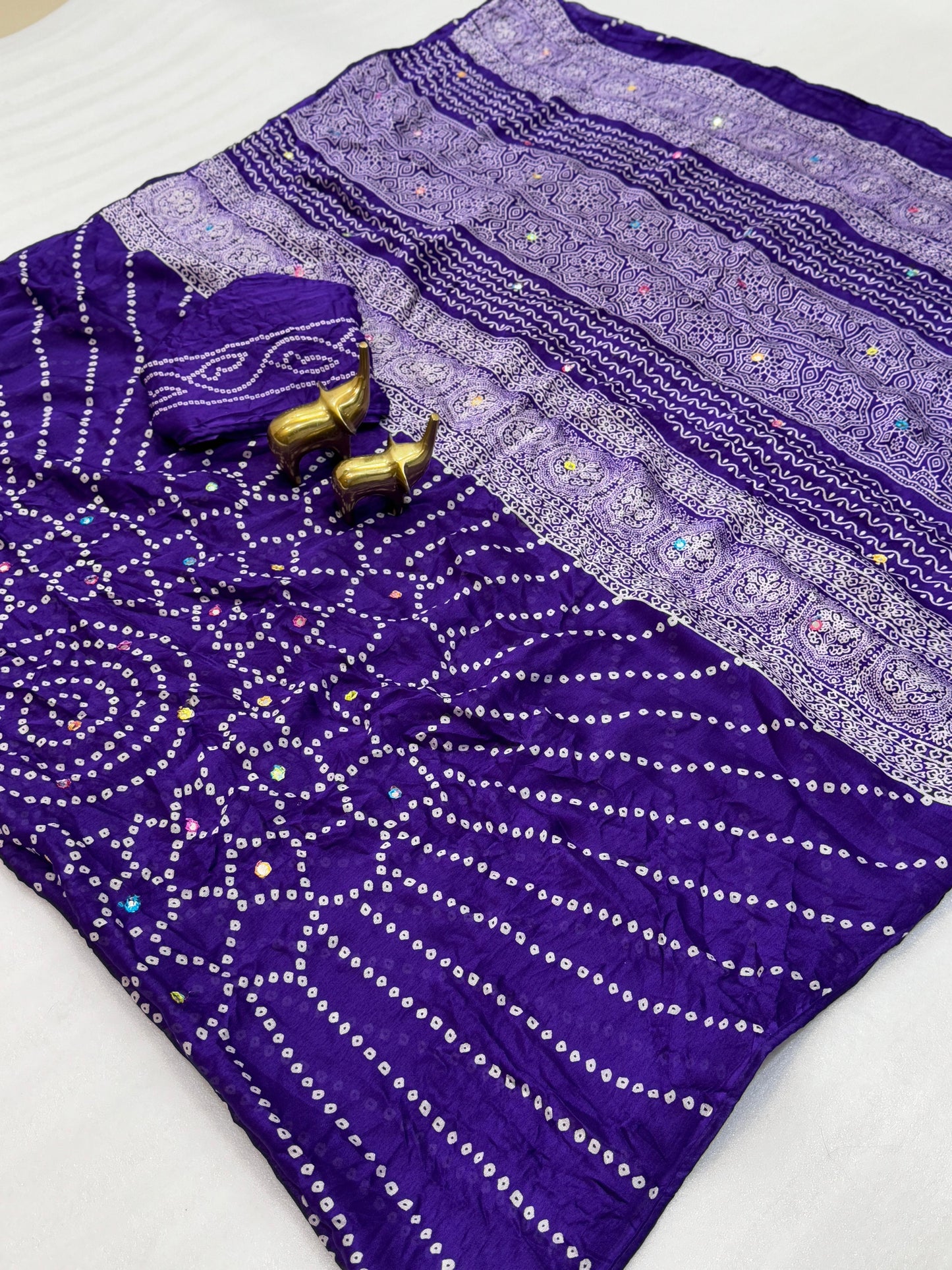 Kayatri New  PURE MOSS BANDHANI PRINT SARE