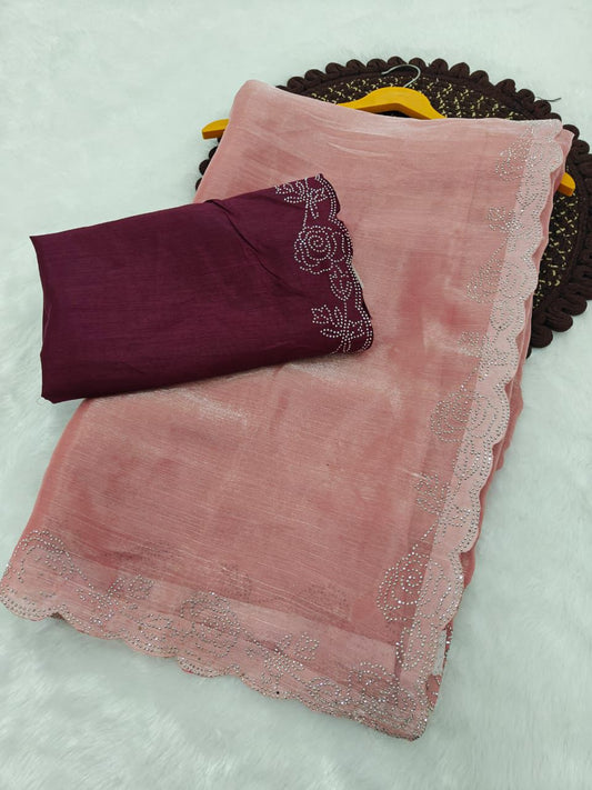 Kayatri New  BarBari soft cloth design pattern  Dimond  work in cutwork border saree