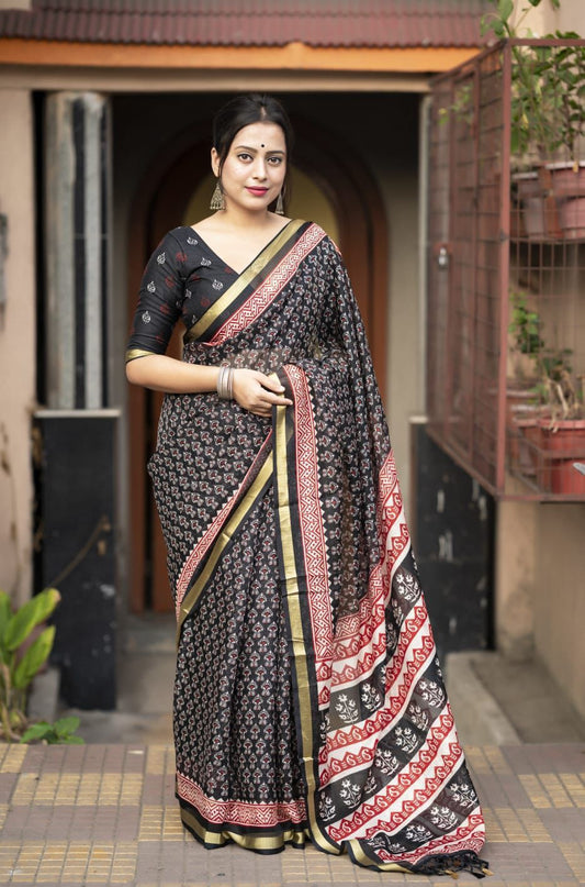 Kayatri New soft kota doria saree with zari pattu border and tassels on pallu saree