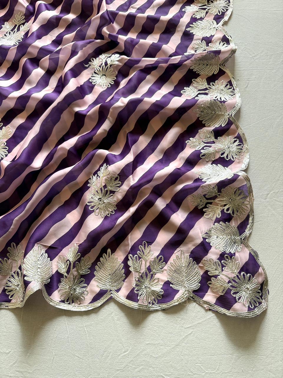 Kayatri New Heavy Sattin Georgette Fabric And Beautiful 3D Digital Laheriya Print And Gotta Patti Work
