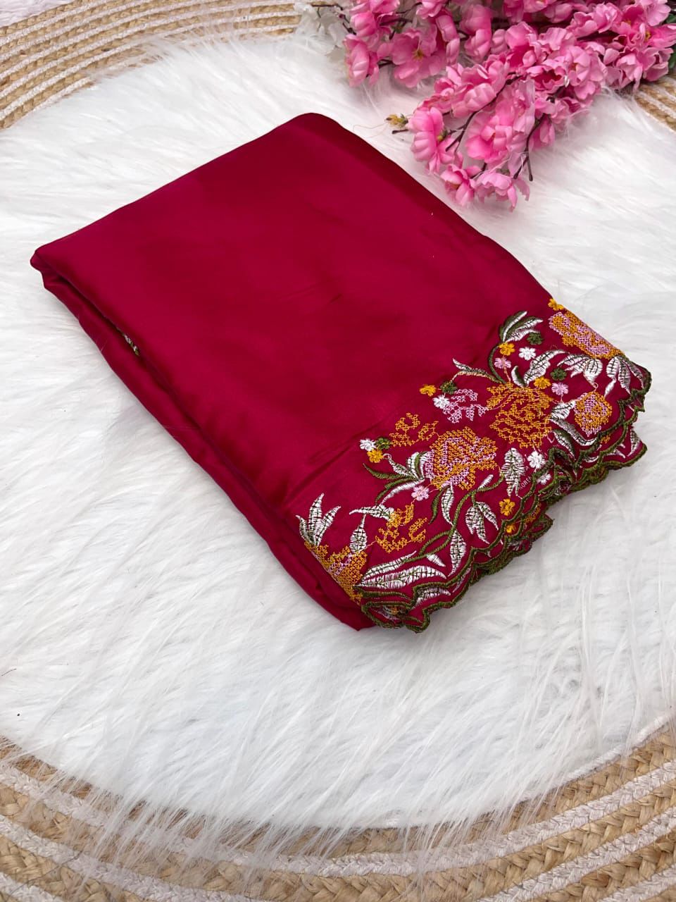 Kayatri New Tussar Silk Fabric With Beautiful Viscouse Thread Embroidery Work (C-Pallu) saree