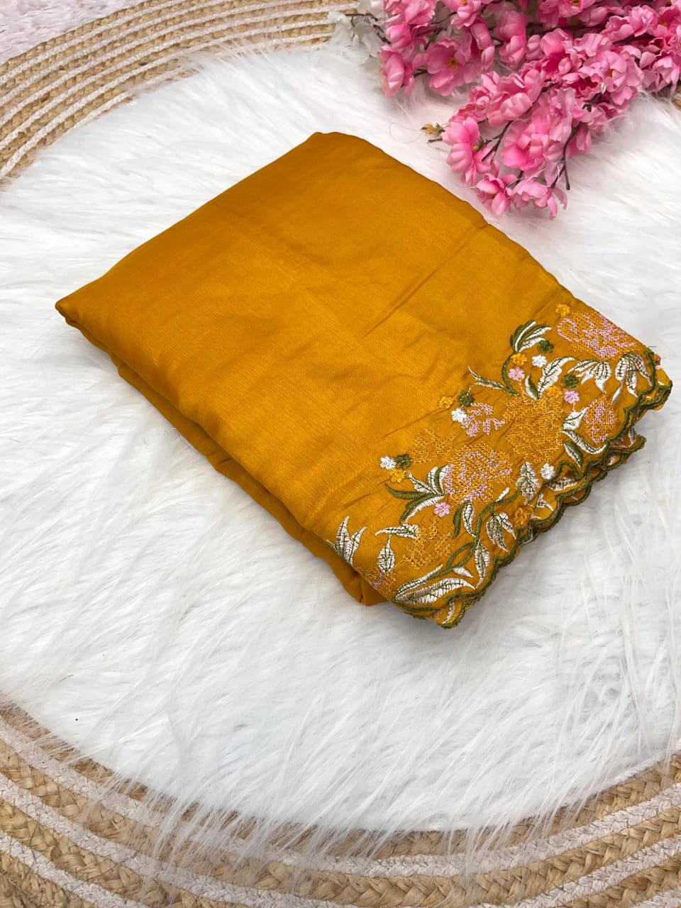 Kayatri New Tussar Silk Fabric With Beautiful Viscouse Thread Embroidery Work (C-Pallu) saree