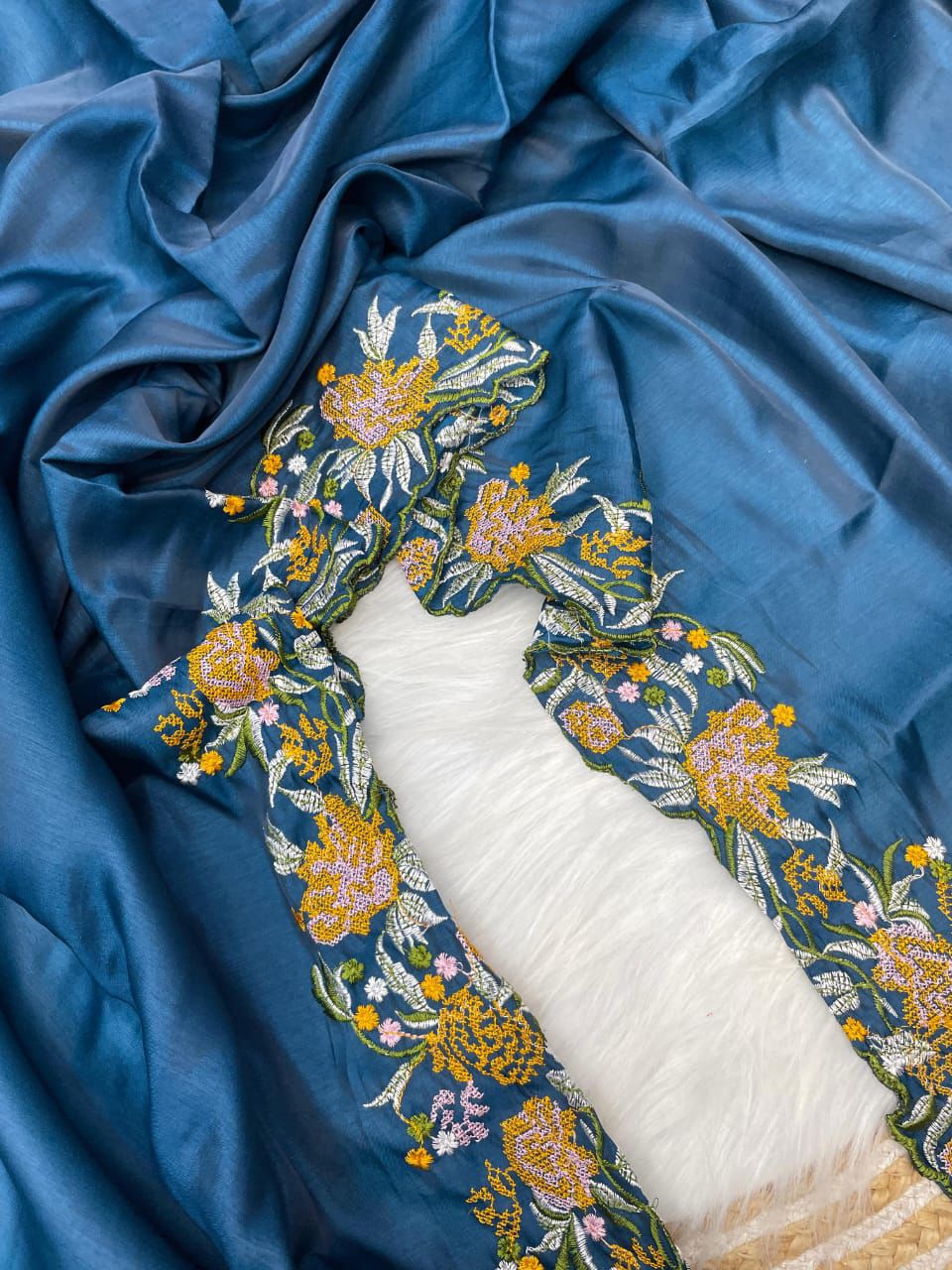 Kayatri New Tussar Silk Fabric With Beautiful Viscouse Thread Embroidery Work (C-Pallu) saree