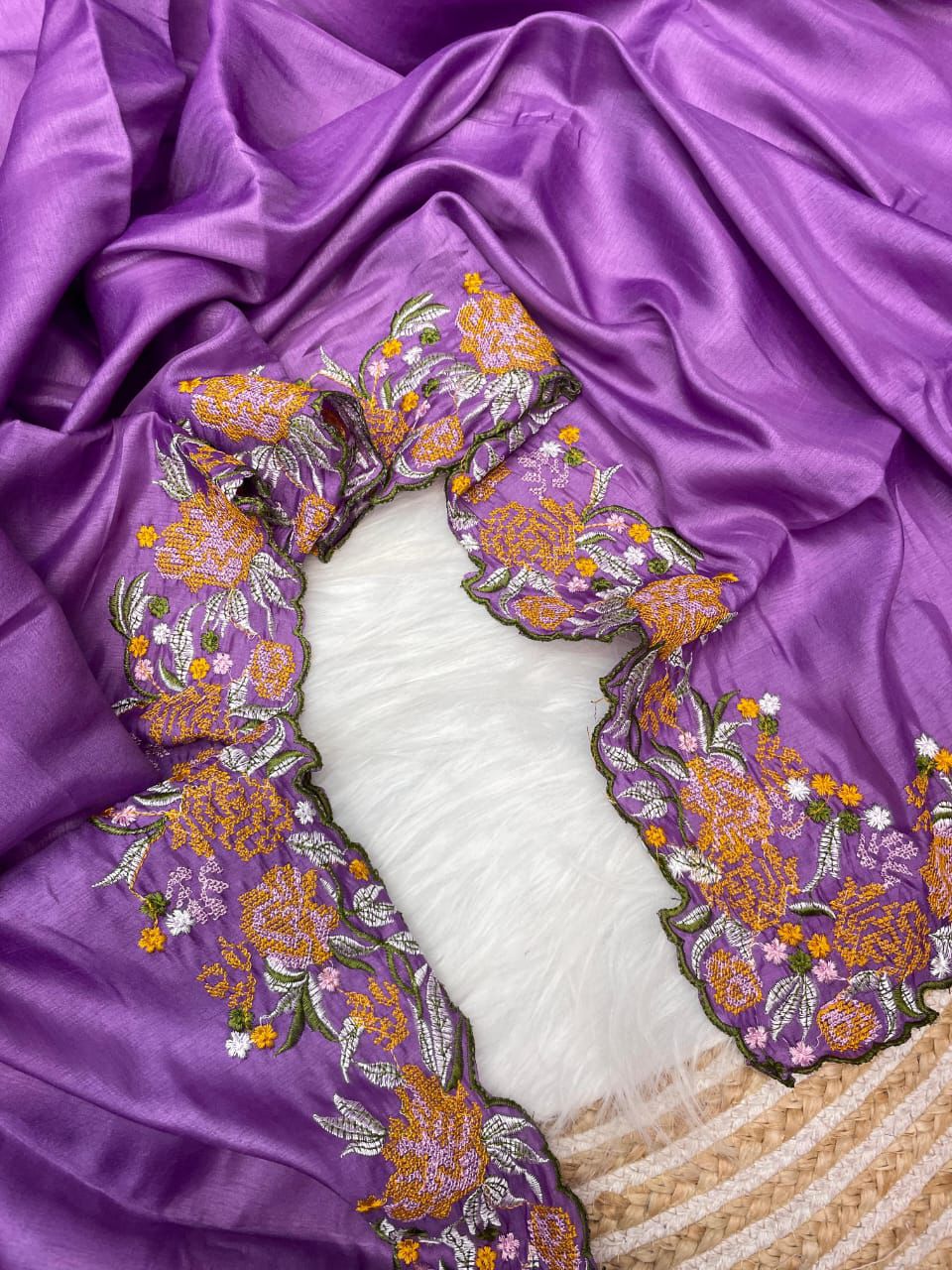 Kayatri New Tussar Silk Fabric With Beautiful Viscouse Thread Embroidery Work (C-Pallu) saree