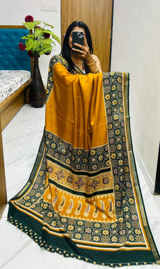 Kayatri New leriya with patola nd bandhani Original ekkat saree Pavitra collection Saree