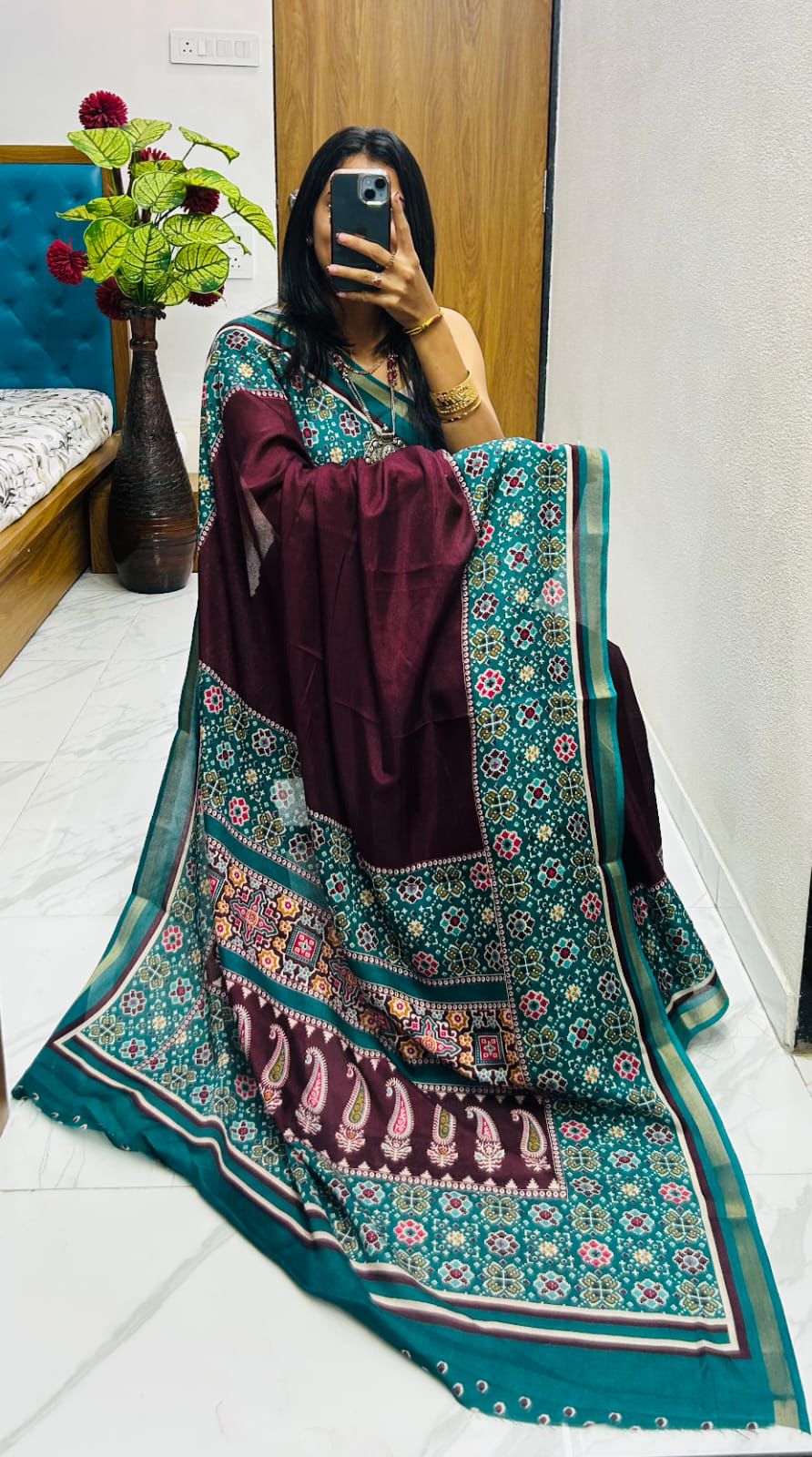 Kayatri New leriya with patola nd bandhani Original ekkat saree Pavitra collection Saree