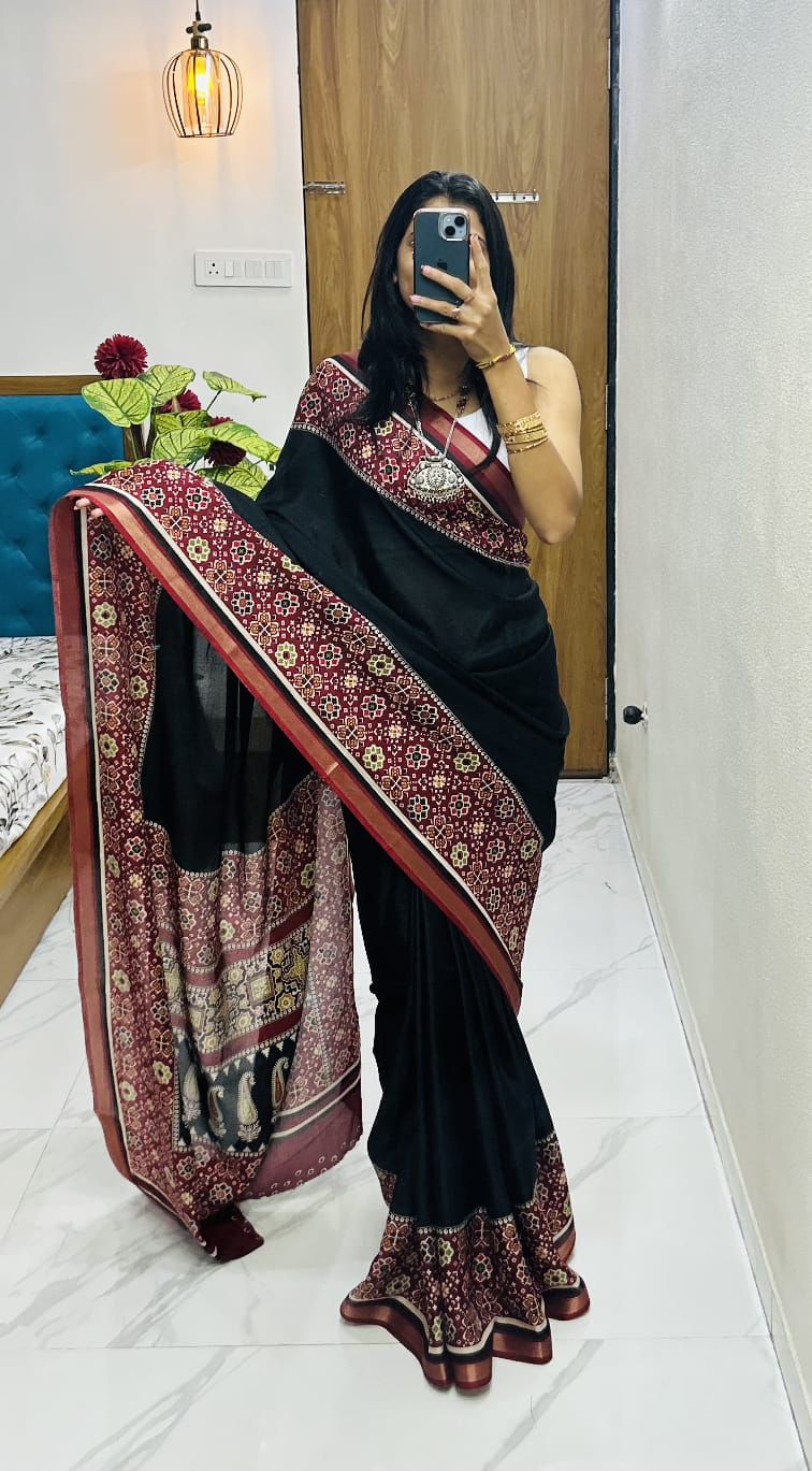 Kayatri New leriya with patola nd bandhani Original ekkat saree Pavitra collection Saree