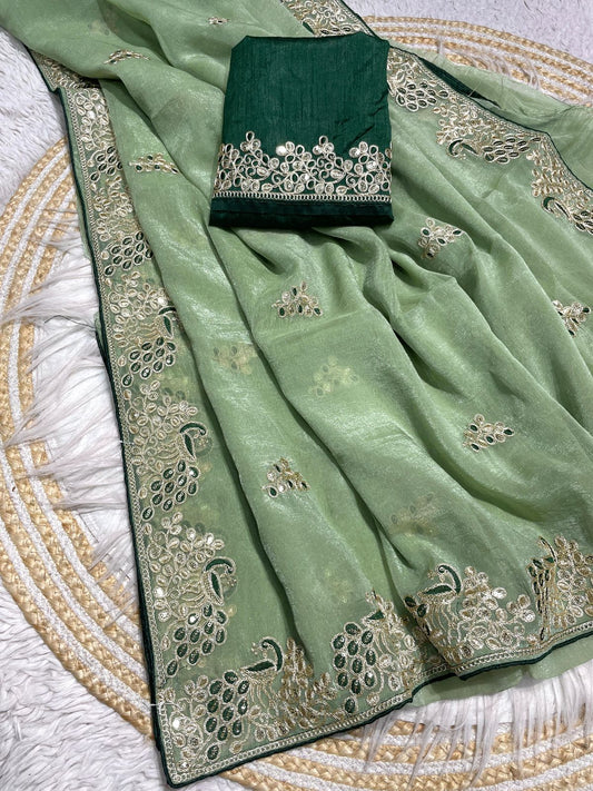 Kayatri New  C - pallu 3mm Sequence with coding Embroidery work saree