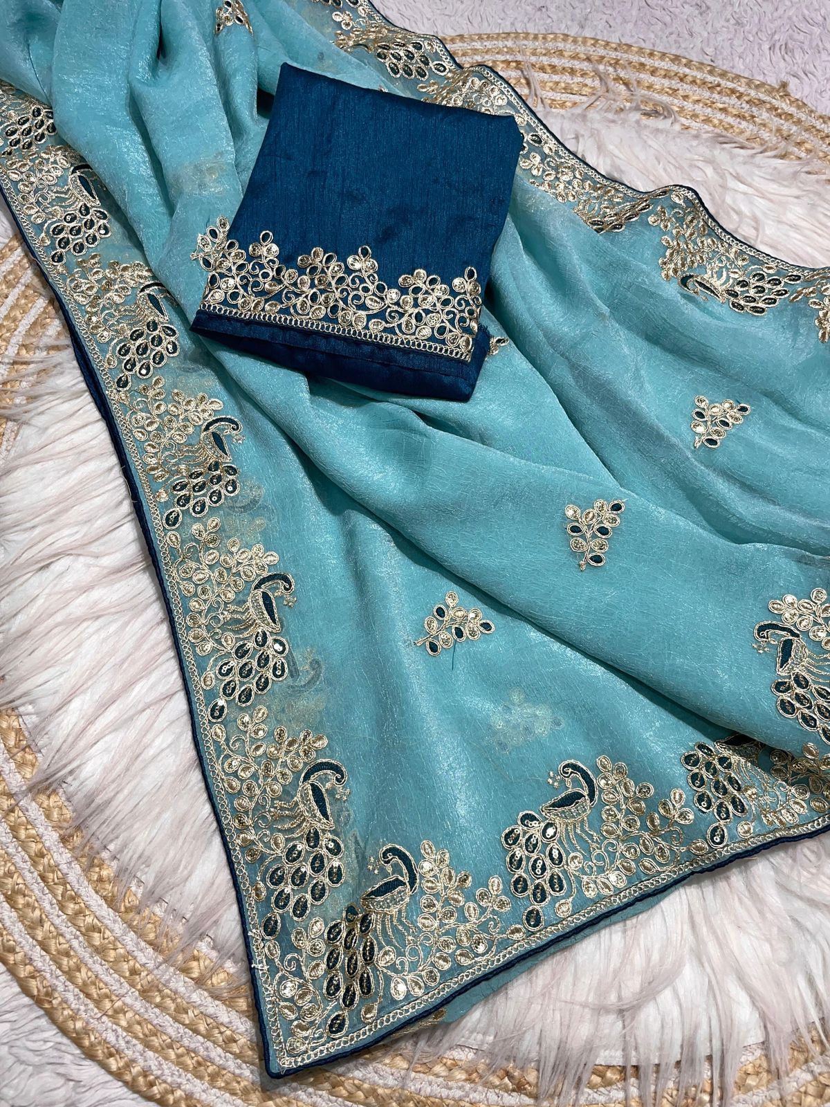 Kayatri New  C - pallu 3mm Sequence with coding Embroidery work saree