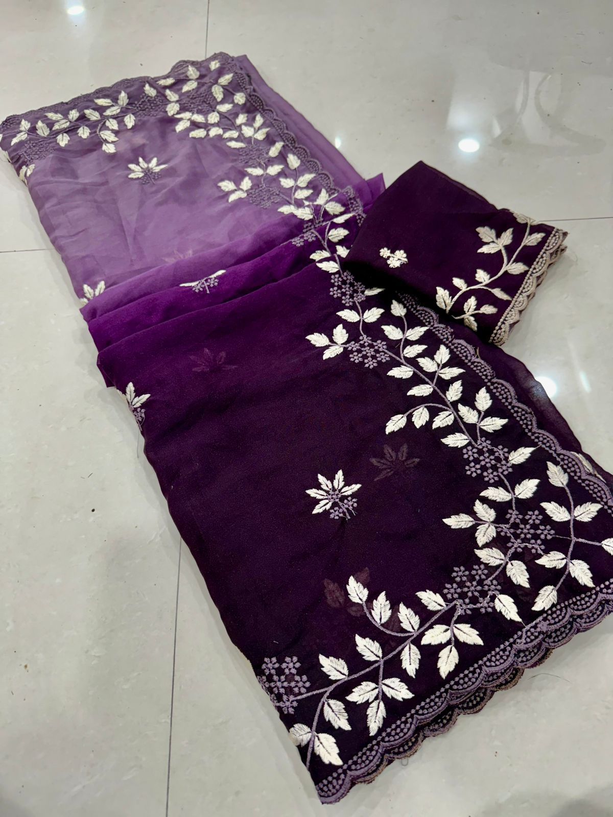 Kayatri New Georgette Shaded Multi Emrodairy Work Saree