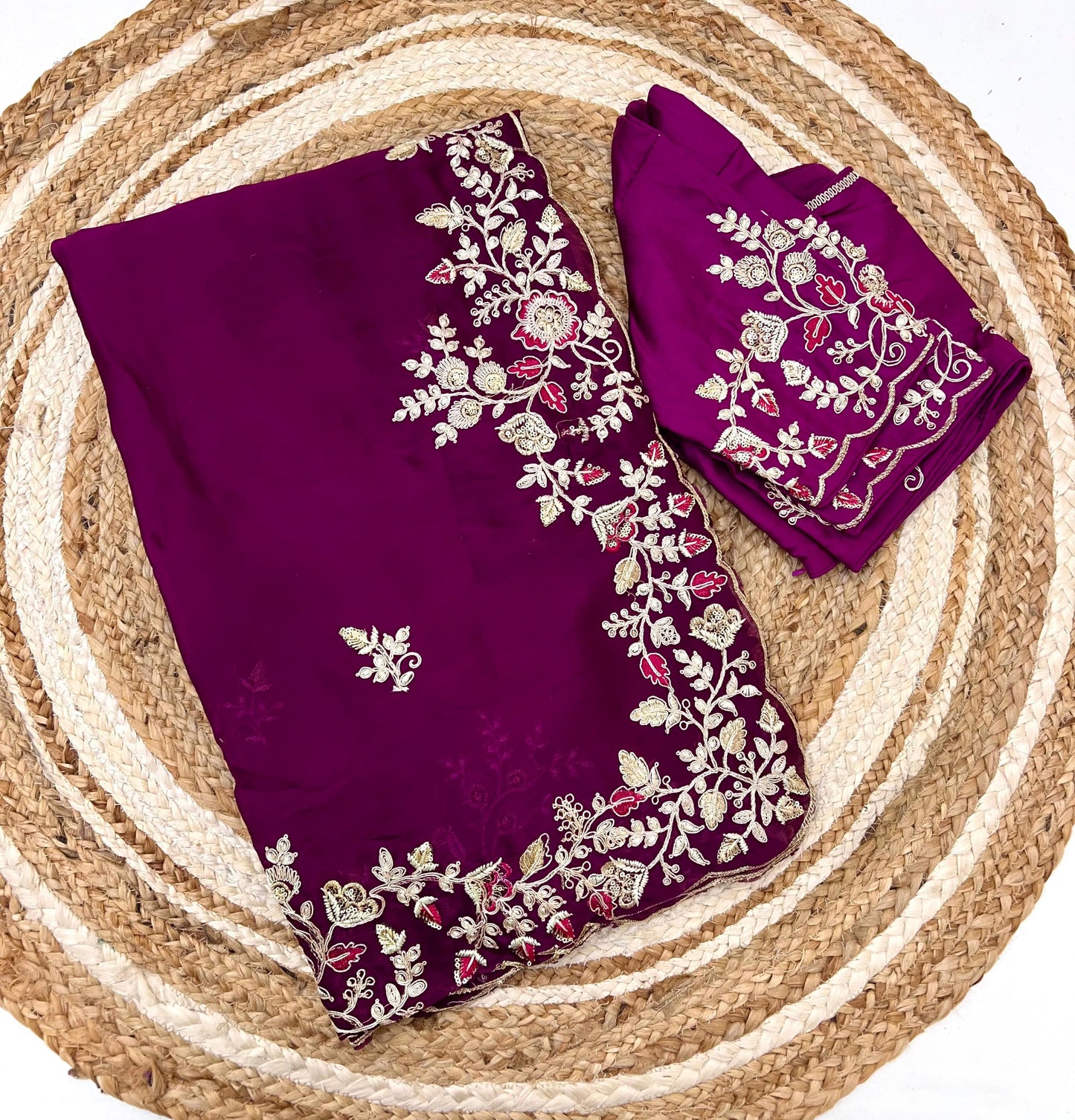 Kayatri New Pure  Satin Georgette Saree with premium Coding Sequence embroidery all over the Saree