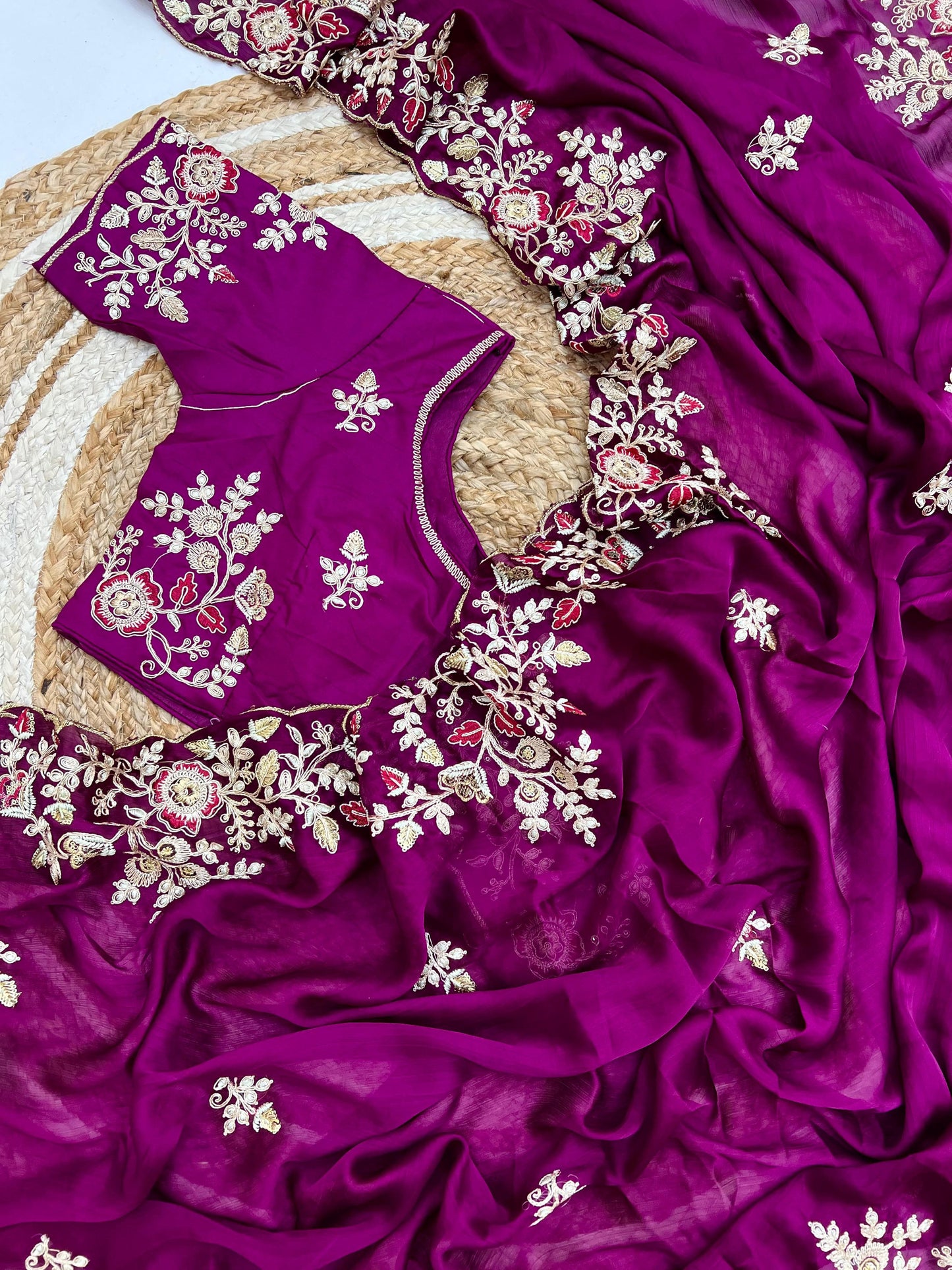 Kayatri New Pure  Satin Georgette Saree with premium Coding Sequence embroidery all over the Saree