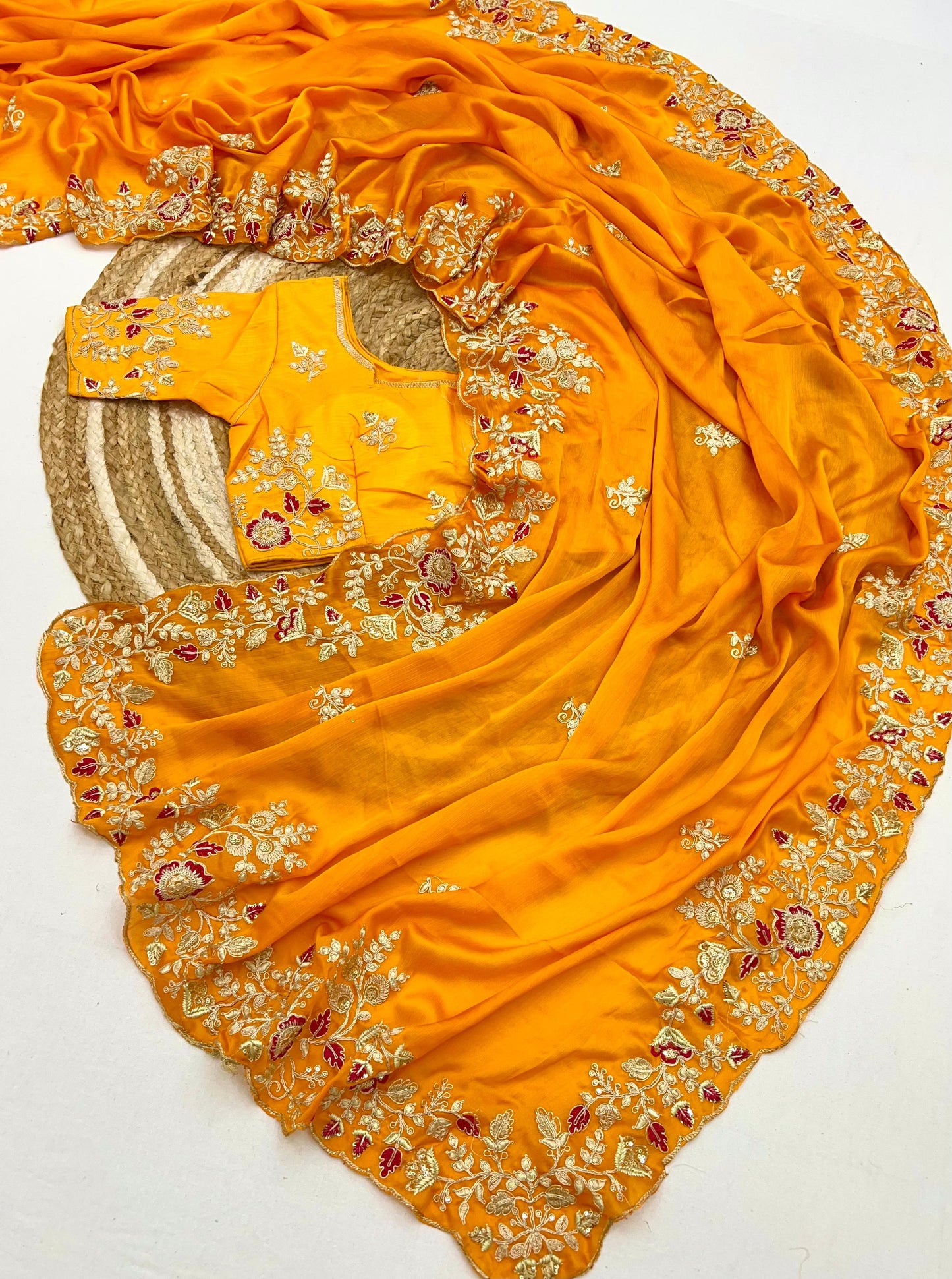 Kayatri New Pure  Satin Georgette Saree with premium Coding Sequence embroidery all over the Saree