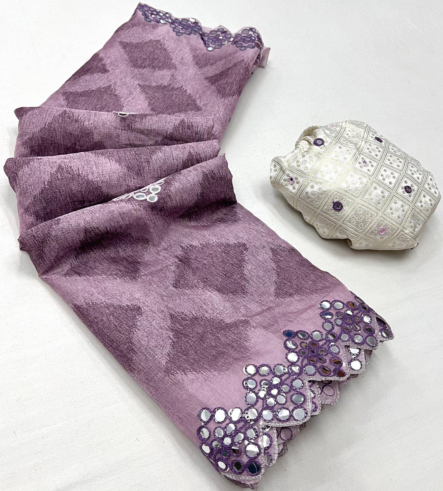 Kayatri New Soft pure Tebby silk with  Mirror work sarees