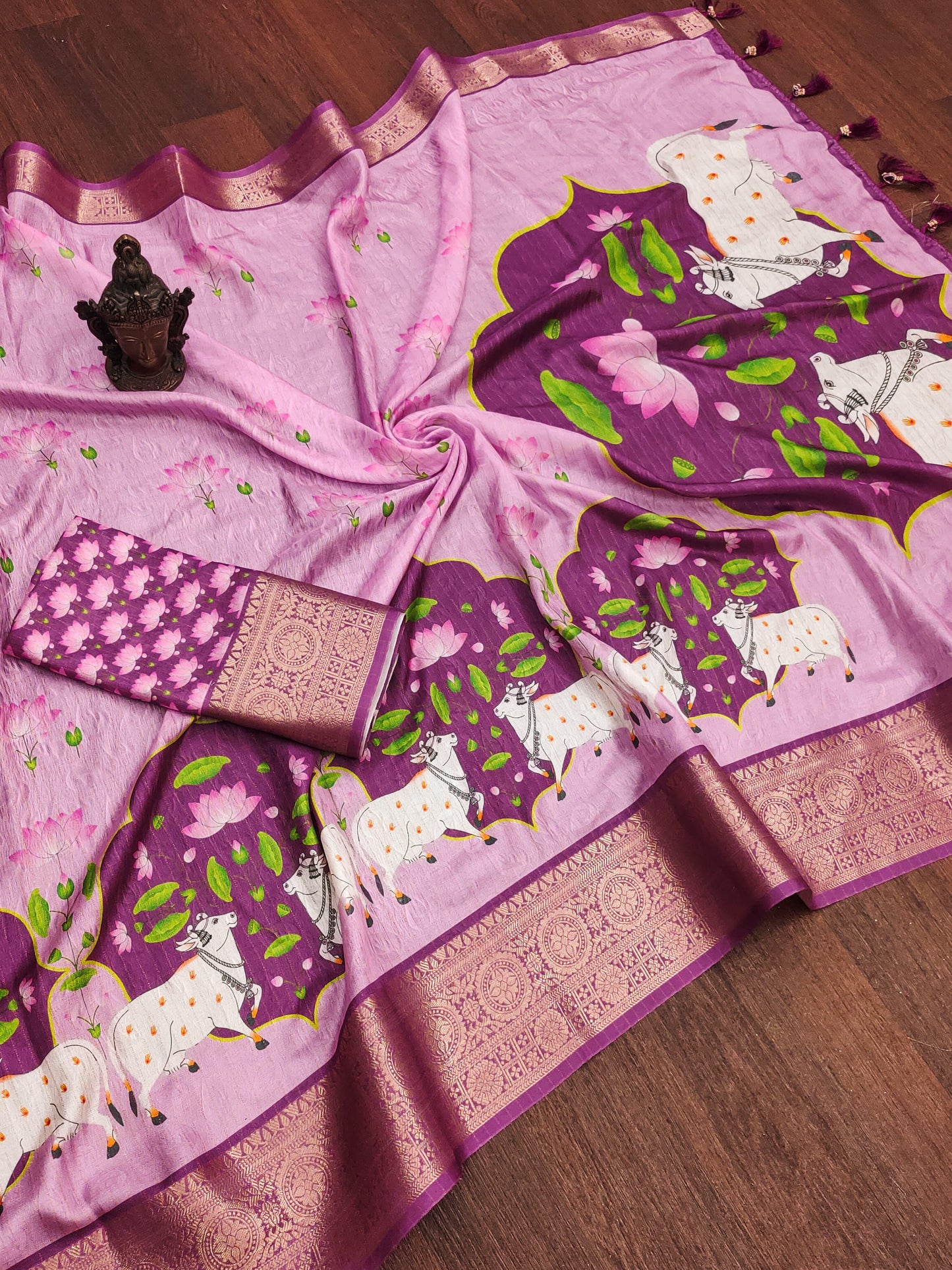 Kayatri New digital print on allover saree with both side zari border weaving and tessle at pallu