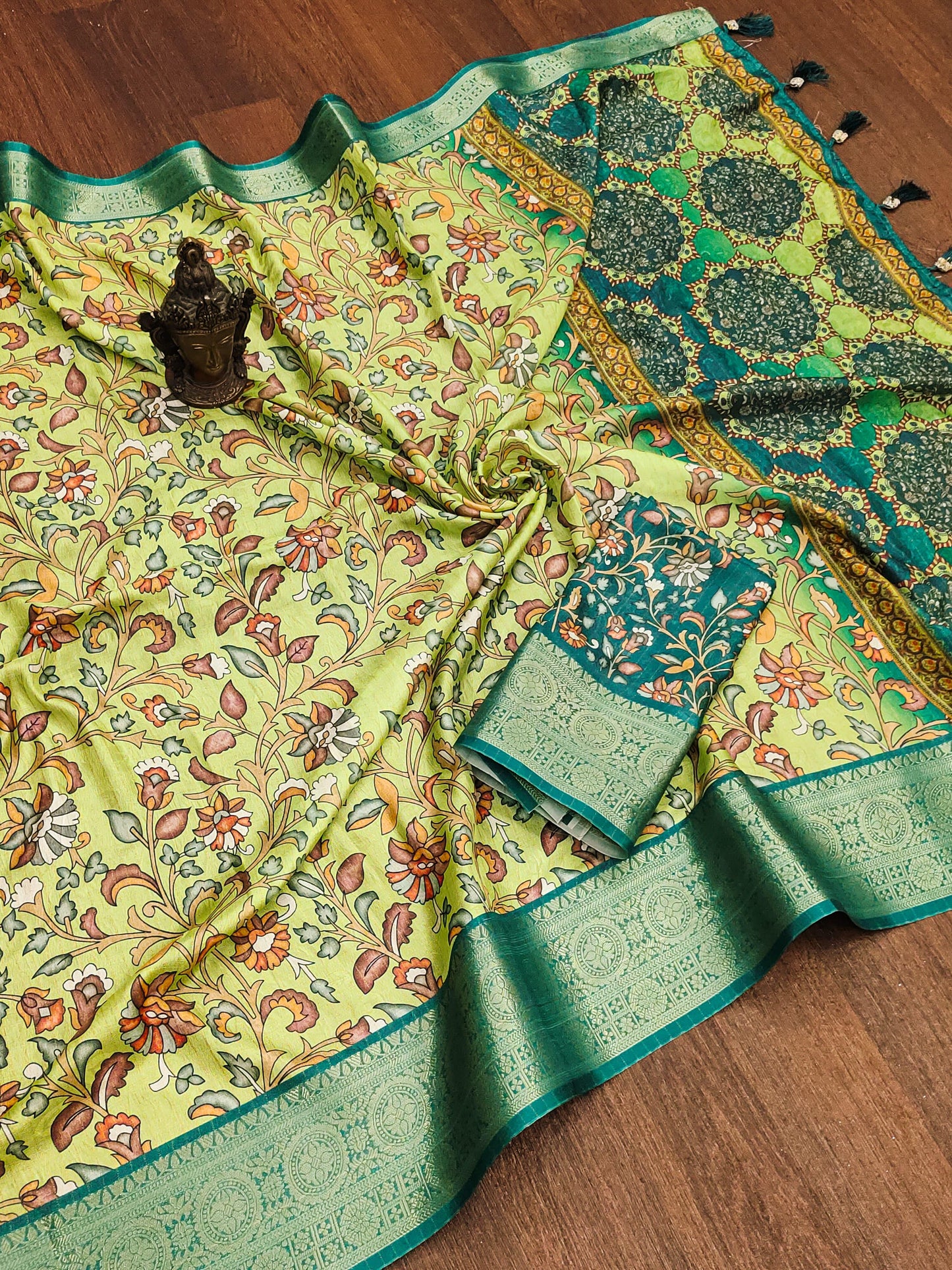 Kayatri New digital print on allover saree with both side zari border weaving and tessle at pallu