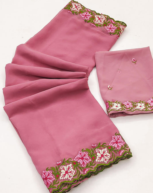 Kayatri New Faux Georgette Saree with Multi Thread Embroidery Design Saree