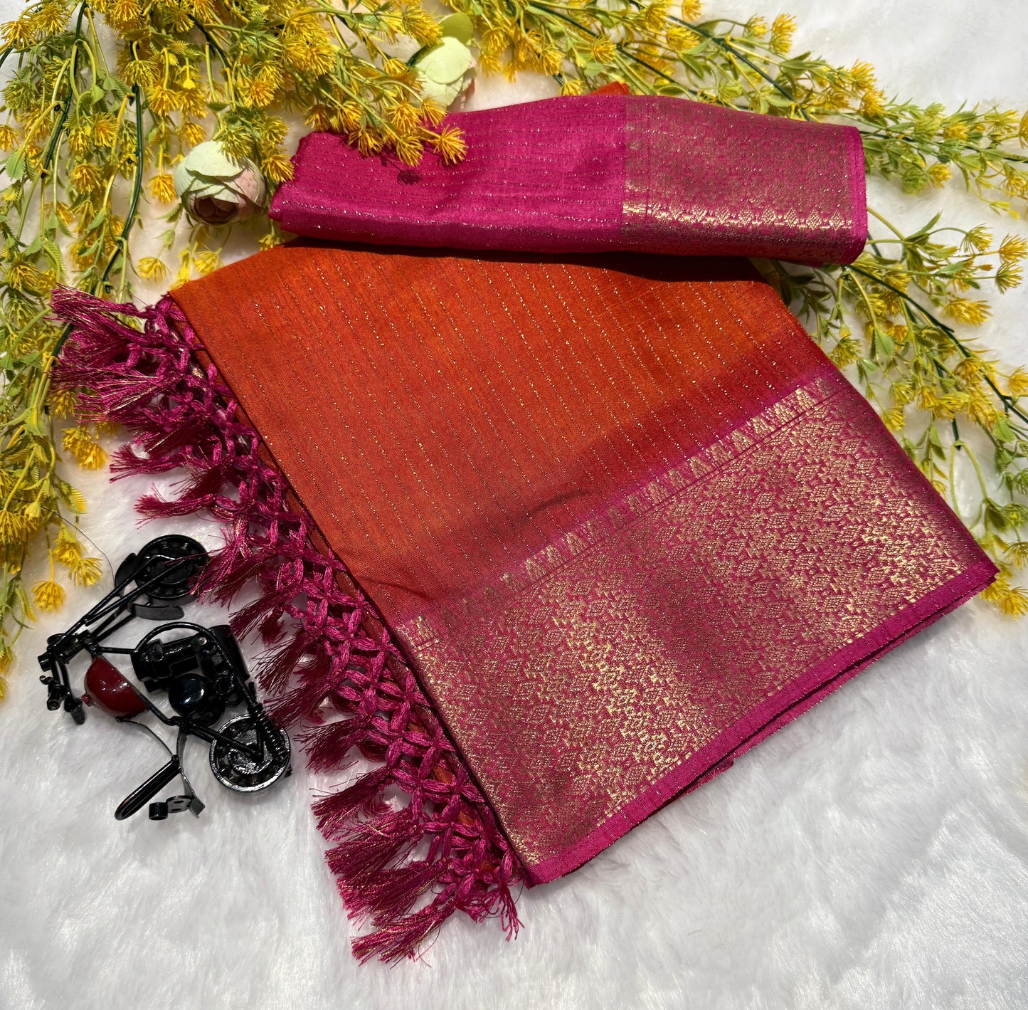 Kayatri New  Heavy riko zari saree with zari weave stripes Padding discharge print on allover saree