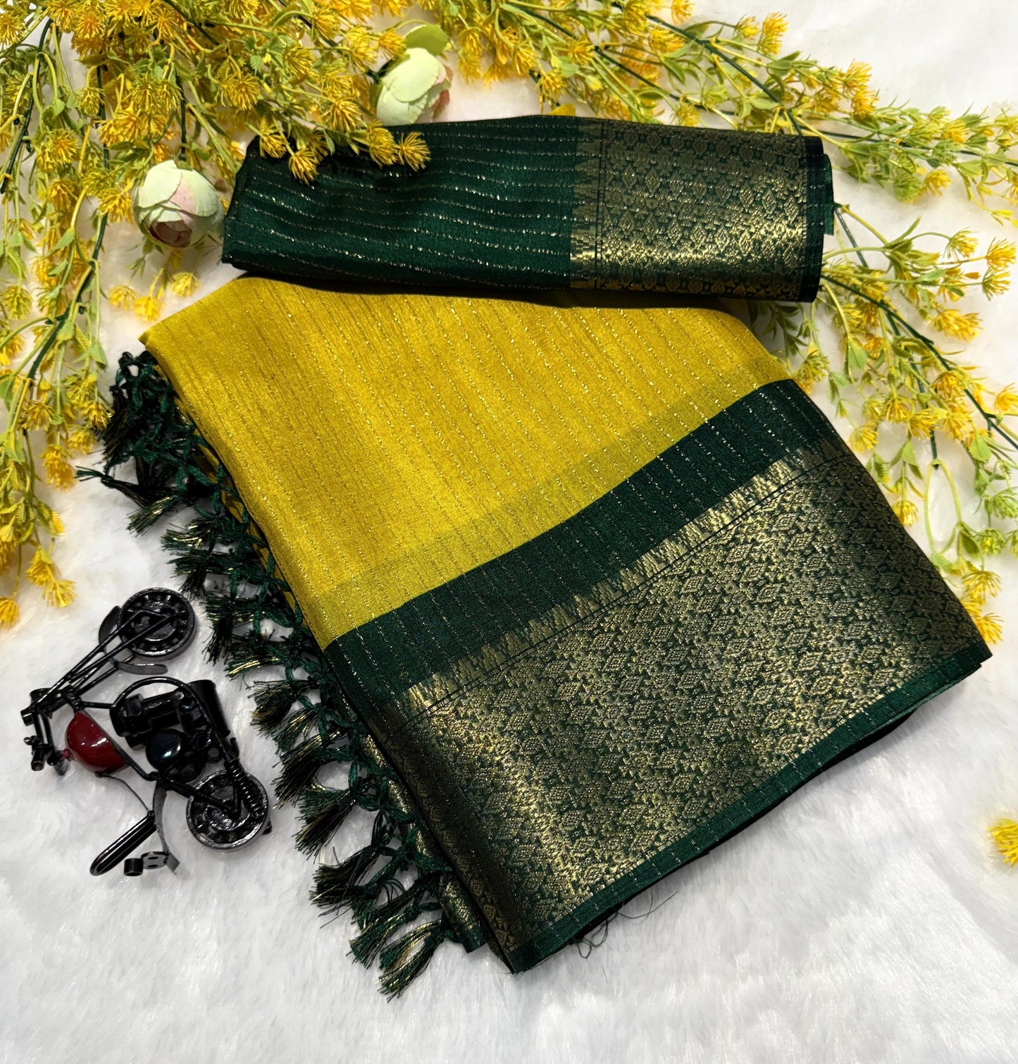 Kayatri New  Heavy riko zari saree with zari weave stripes Padding discharge print on allover saree