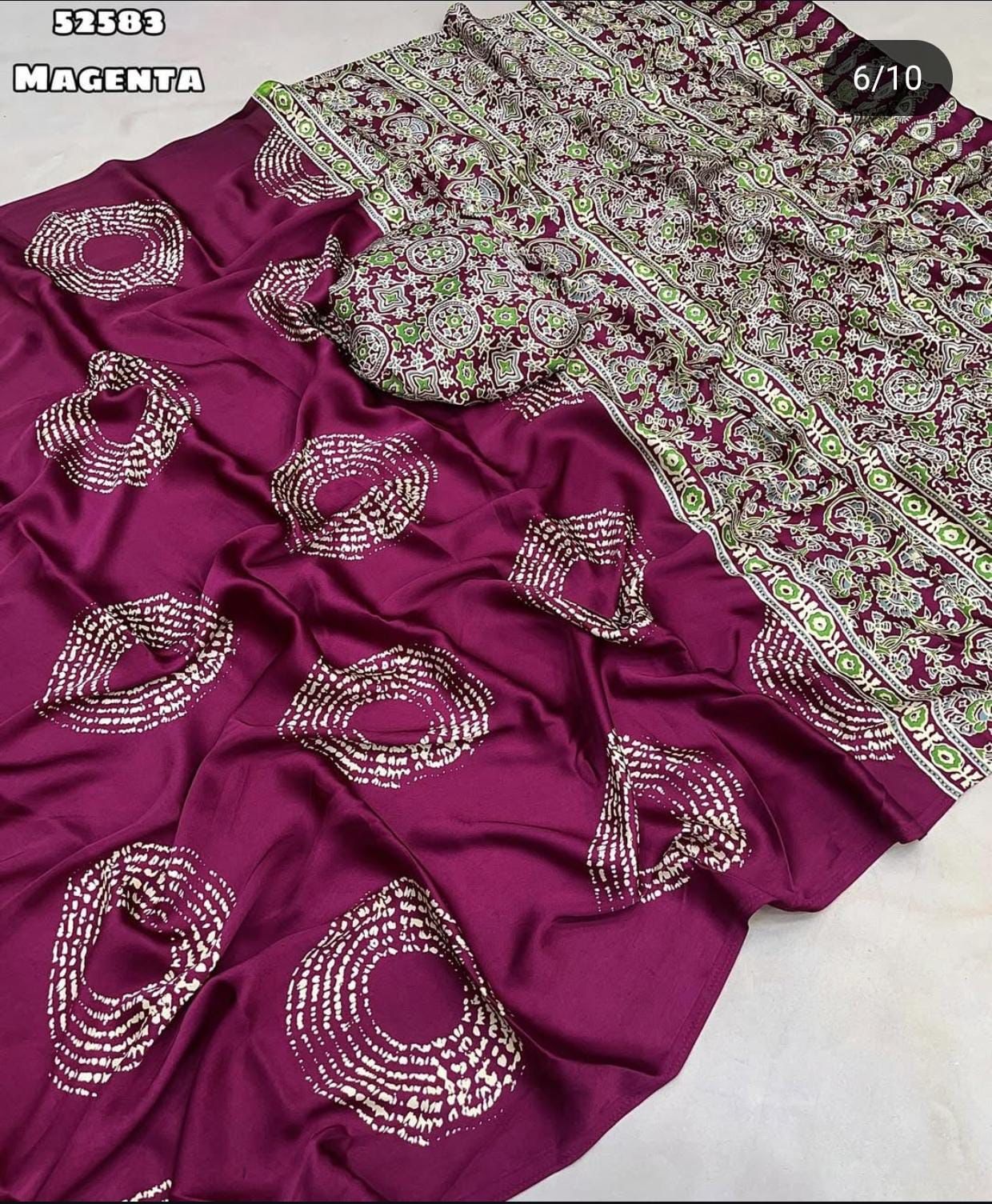 Kayatri New  Pure Crape Satin with Ajrak printed Sarees rich Pallu