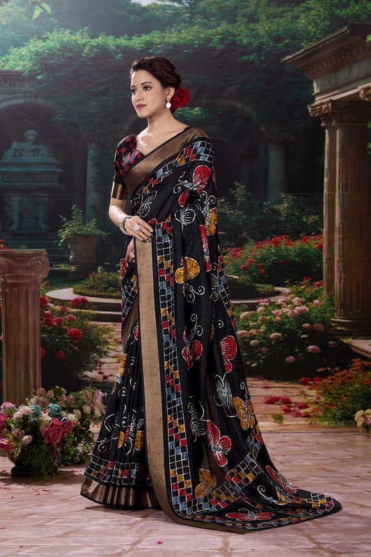Kayatri New Soft cotton crape saree with zari pattu woven border saree
