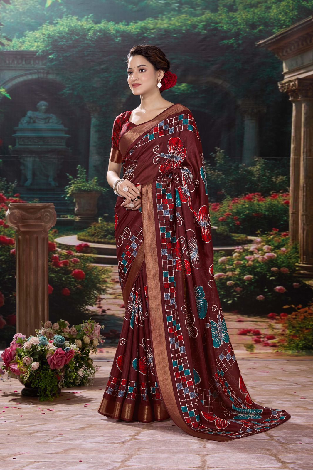 Kayatri New Soft cotton crape saree with zari pattu woven border saree