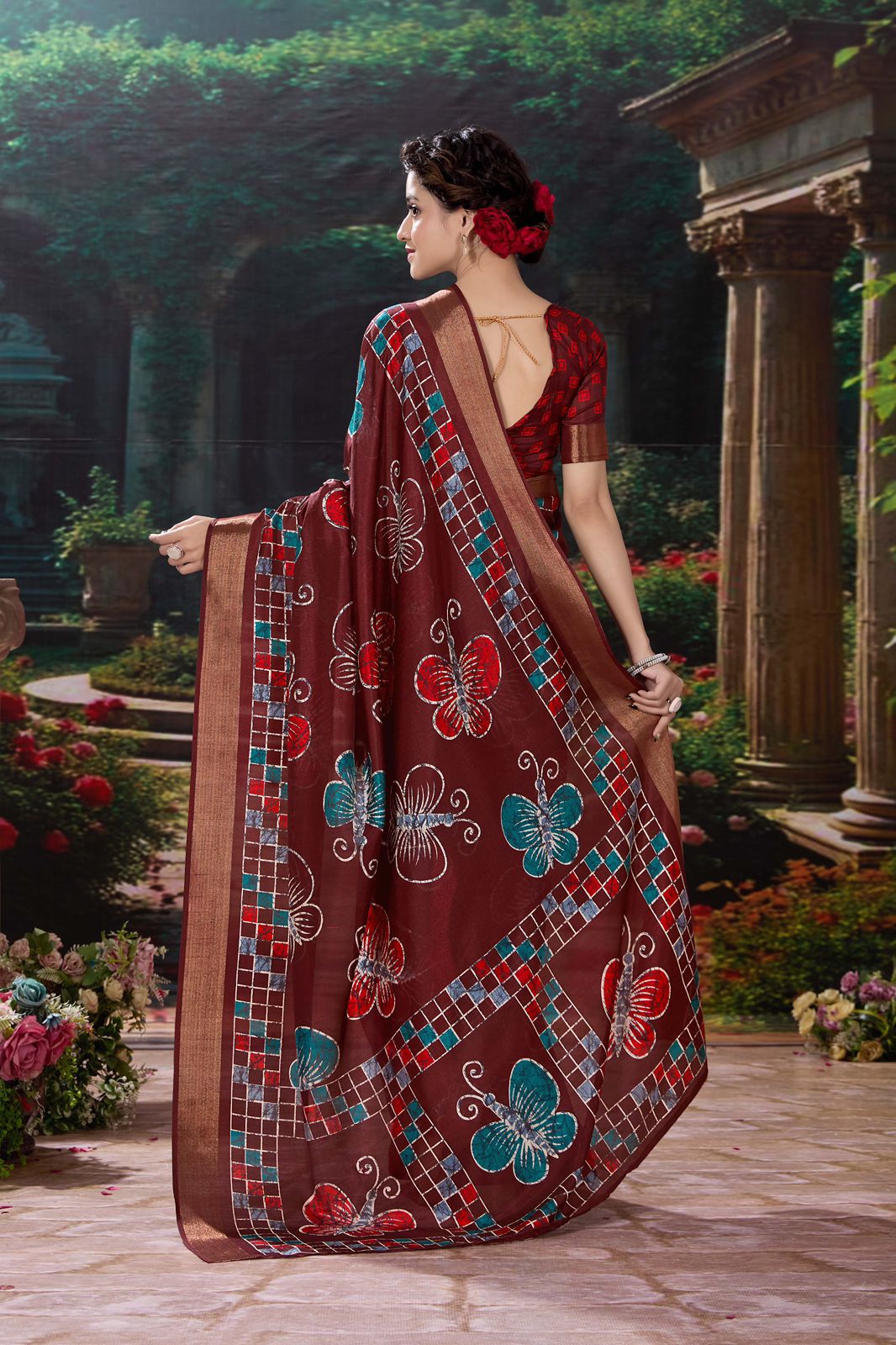 Kayatri New Soft cotton crape saree with zari pattu woven border saree