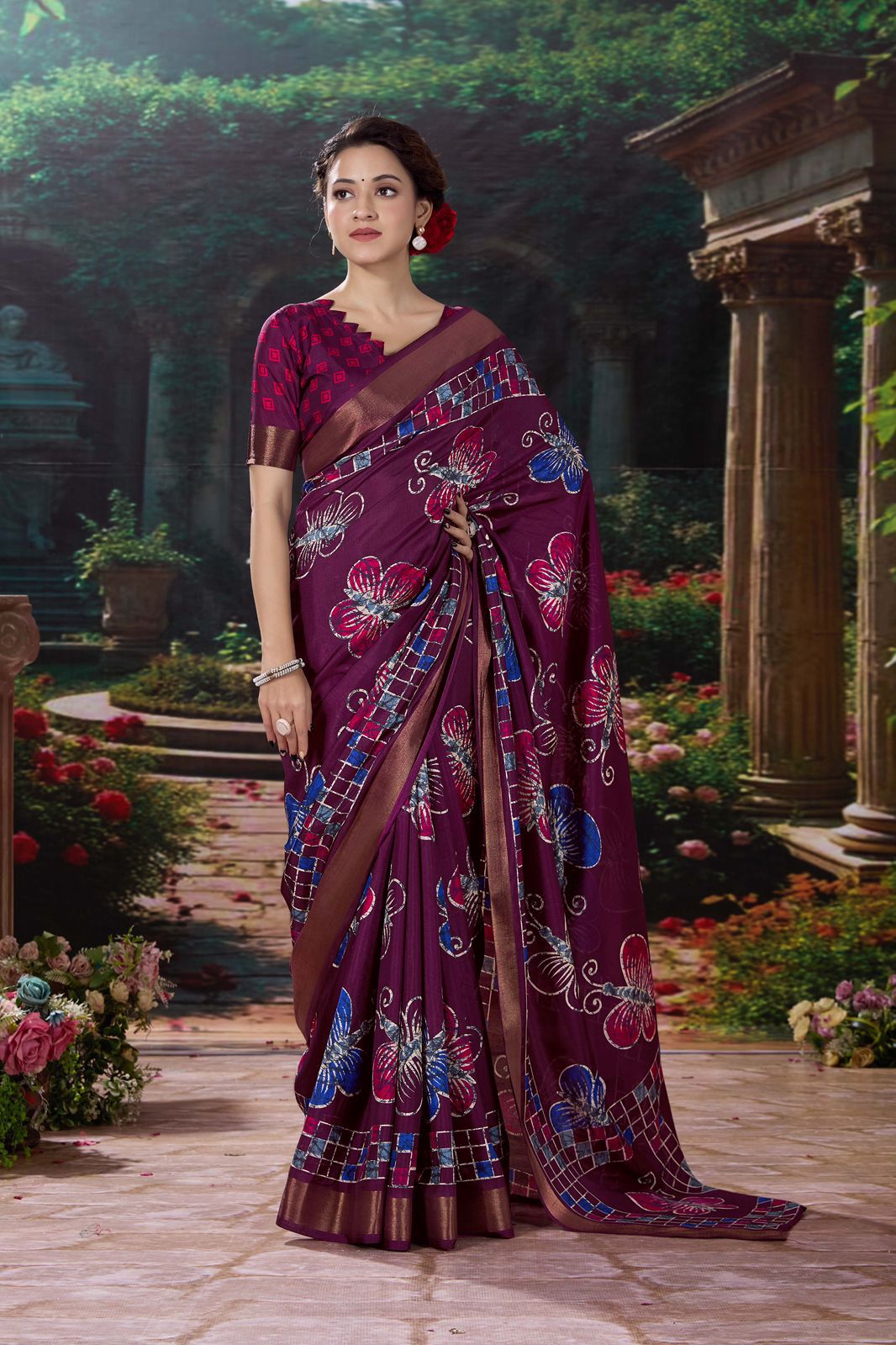 Kayatri New Soft cotton crape saree with zari pattu woven border saree