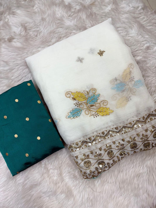 Kayatri New fabrics moss chiffon heavy sequence and Multi work