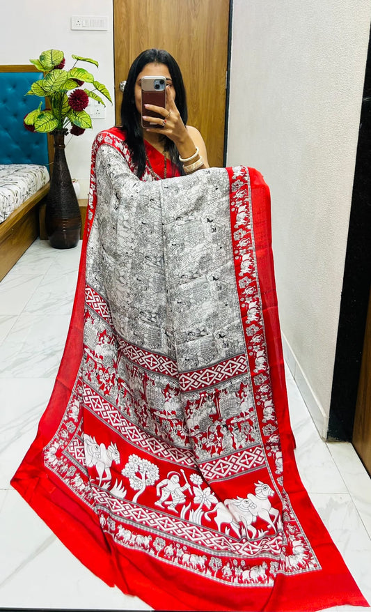 Kayatri New original  semi gaji Ajrrakh Gajji bandhej Saree