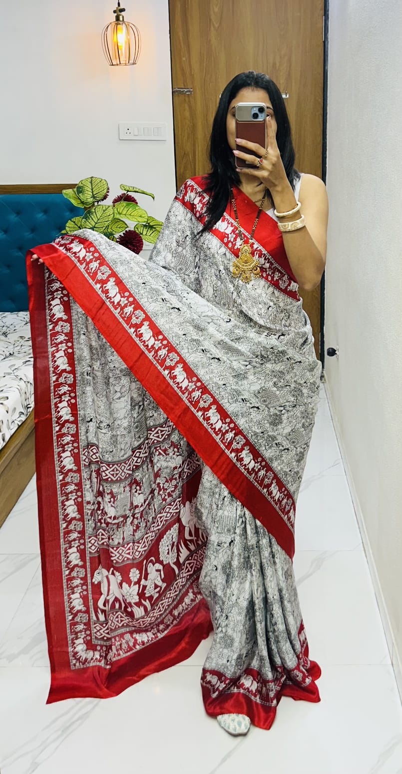 Kayatri New original  semi gaji Ajrrakh Gajji bandhej Saree