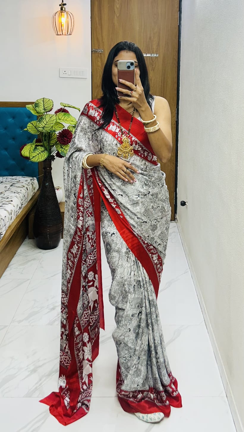 Kayatri New original  semi gaji Ajrrakh Gajji bandhej Saree