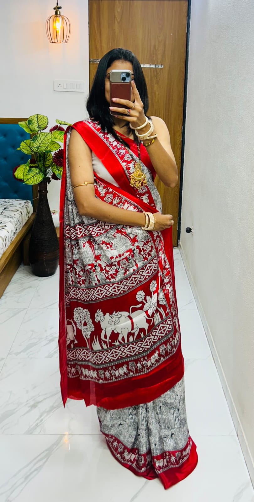 Kayatri New original  semi gaji Ajrrakh Gajji bandhej Saree