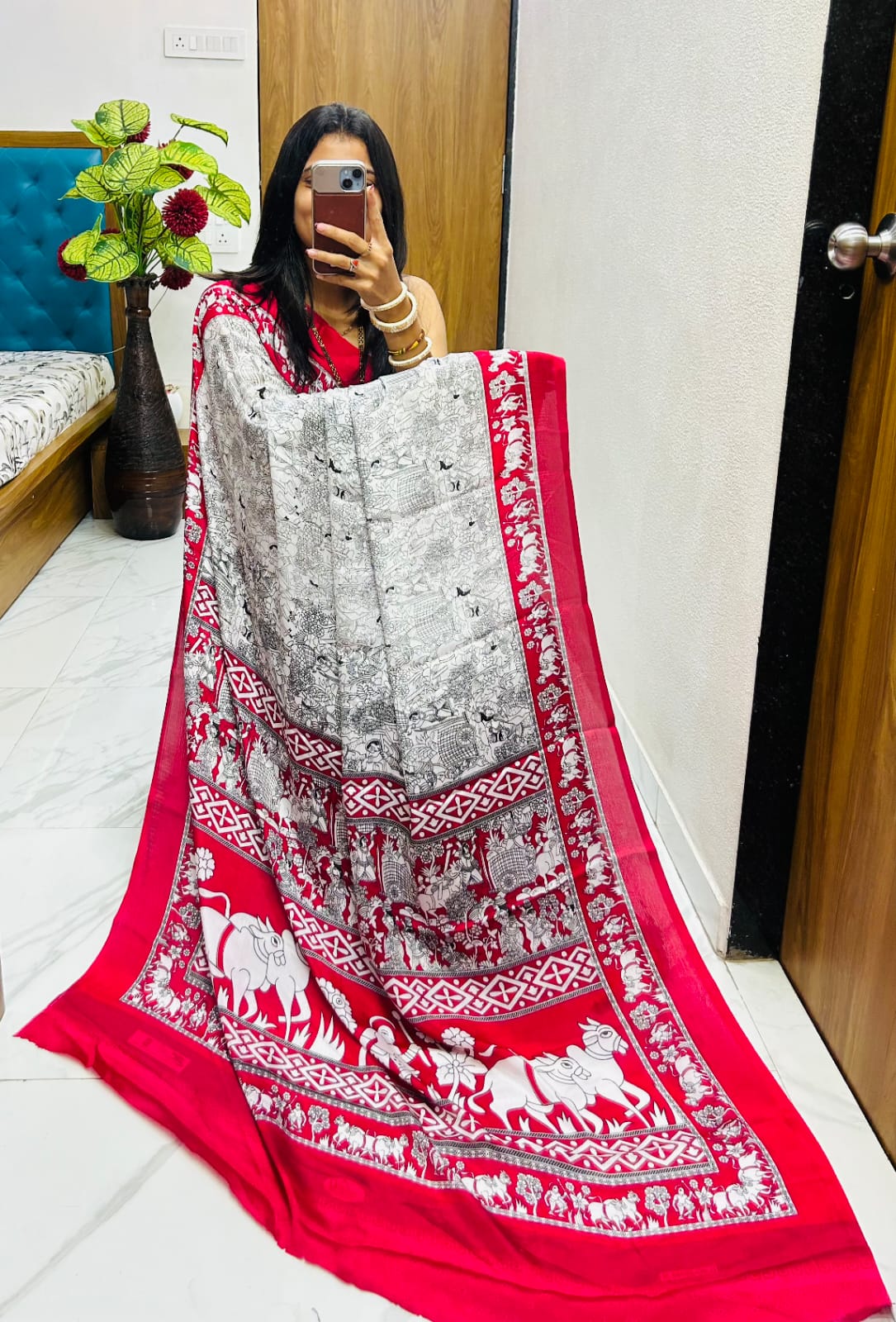 Kayatri New original  semi gaji Ajrrakh Gajji bandhej Saree