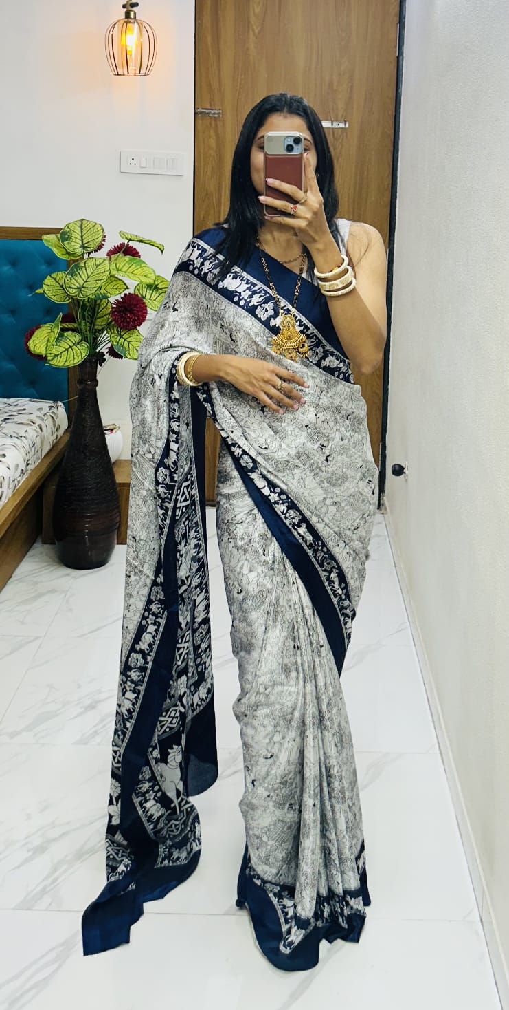 Kayatri New original  semi gaji Ajrrakh Gajji bandhej Saree