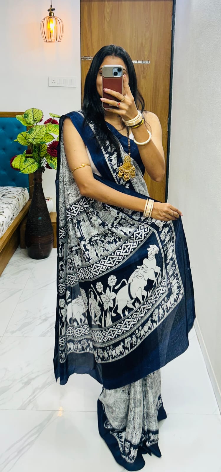 Kayatri New original  semi gaji Ajrrakh Gajji bandhej Saree