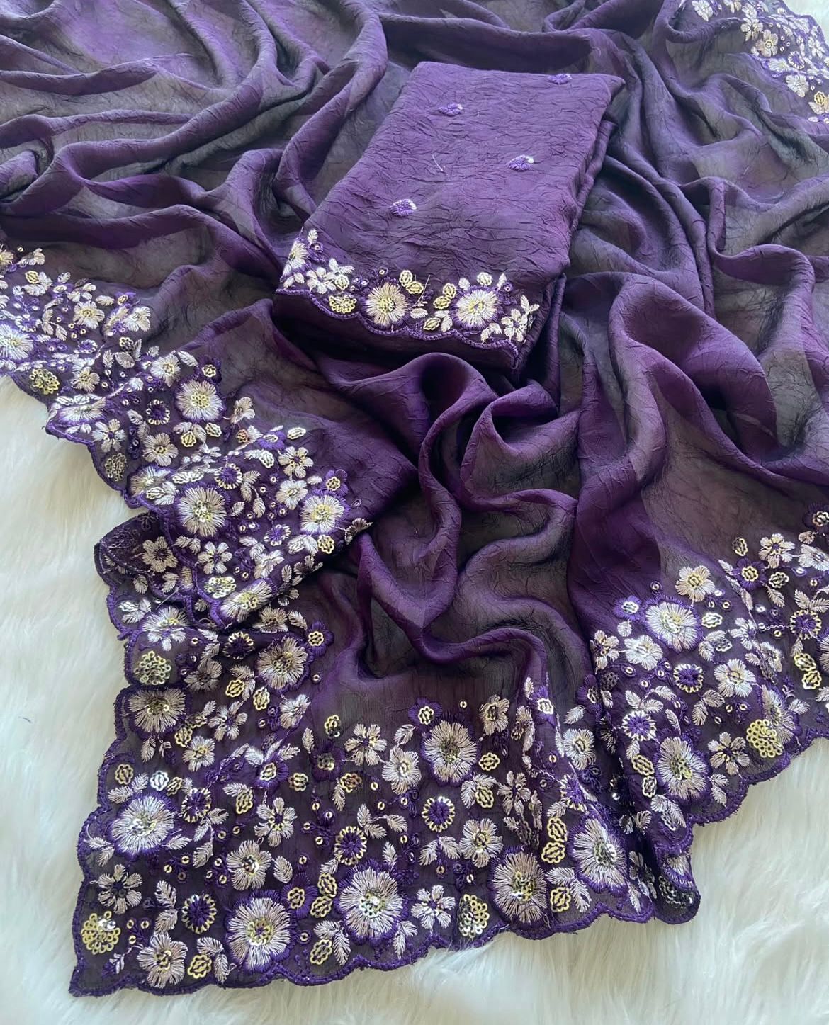 Kayatri New Crush Silk Saree With Fancy Sequince Embroderiy Work Saree