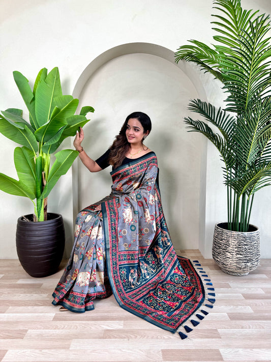 Kayatri New Dola Viscose sarees with Premium viscose zari patta border and beautiful digital print all over the saree