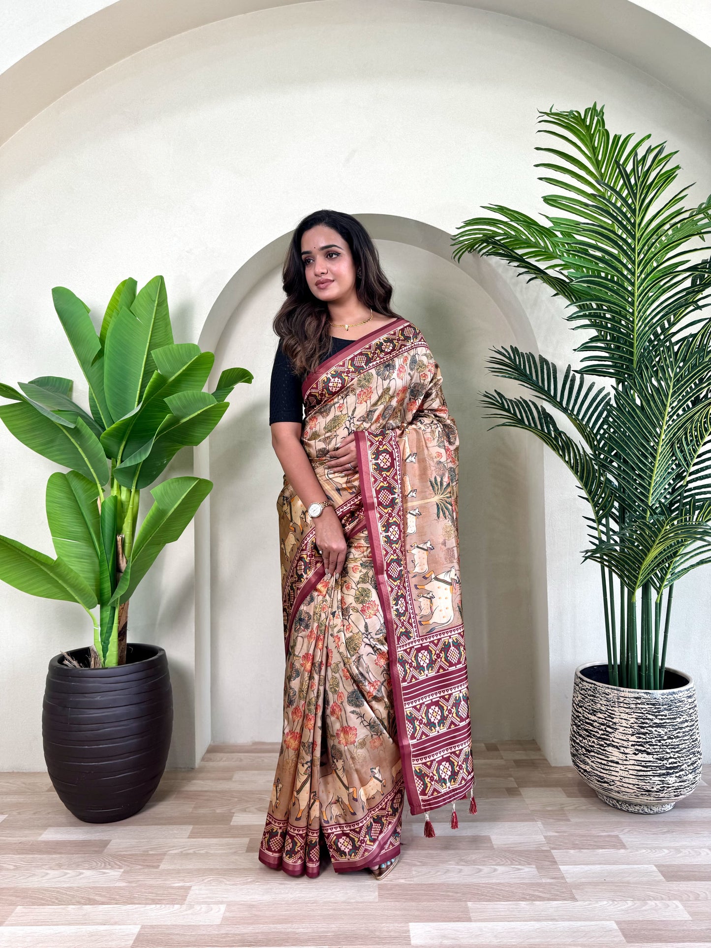 Kayatri New Dola Viscose sarees with Premium viscose zari patta border and beautiful digital print all over the saree