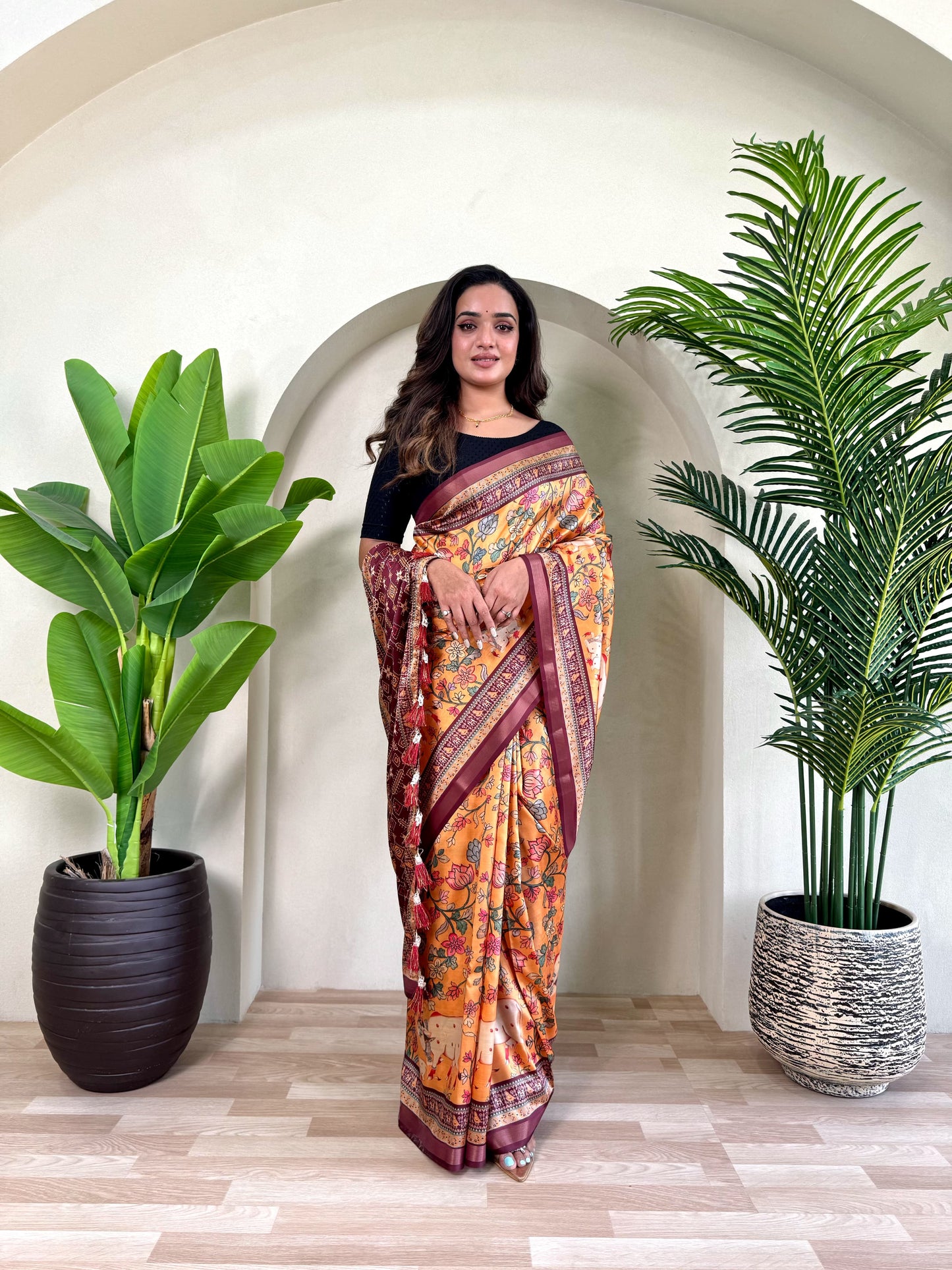 Kayatri New Dola Viscose sarees with Premium viscose zari patta border and beautiful digital print all over the saree