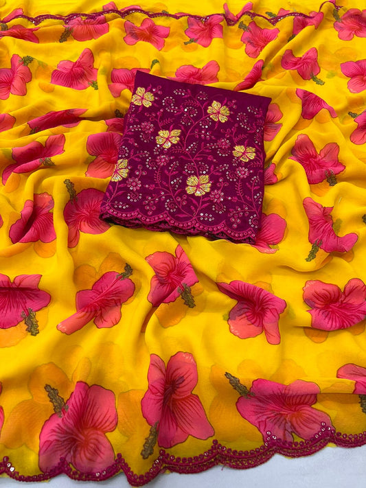 Kayatri New SUPER SOFT MUL SLAB GEORGETTE SAREE