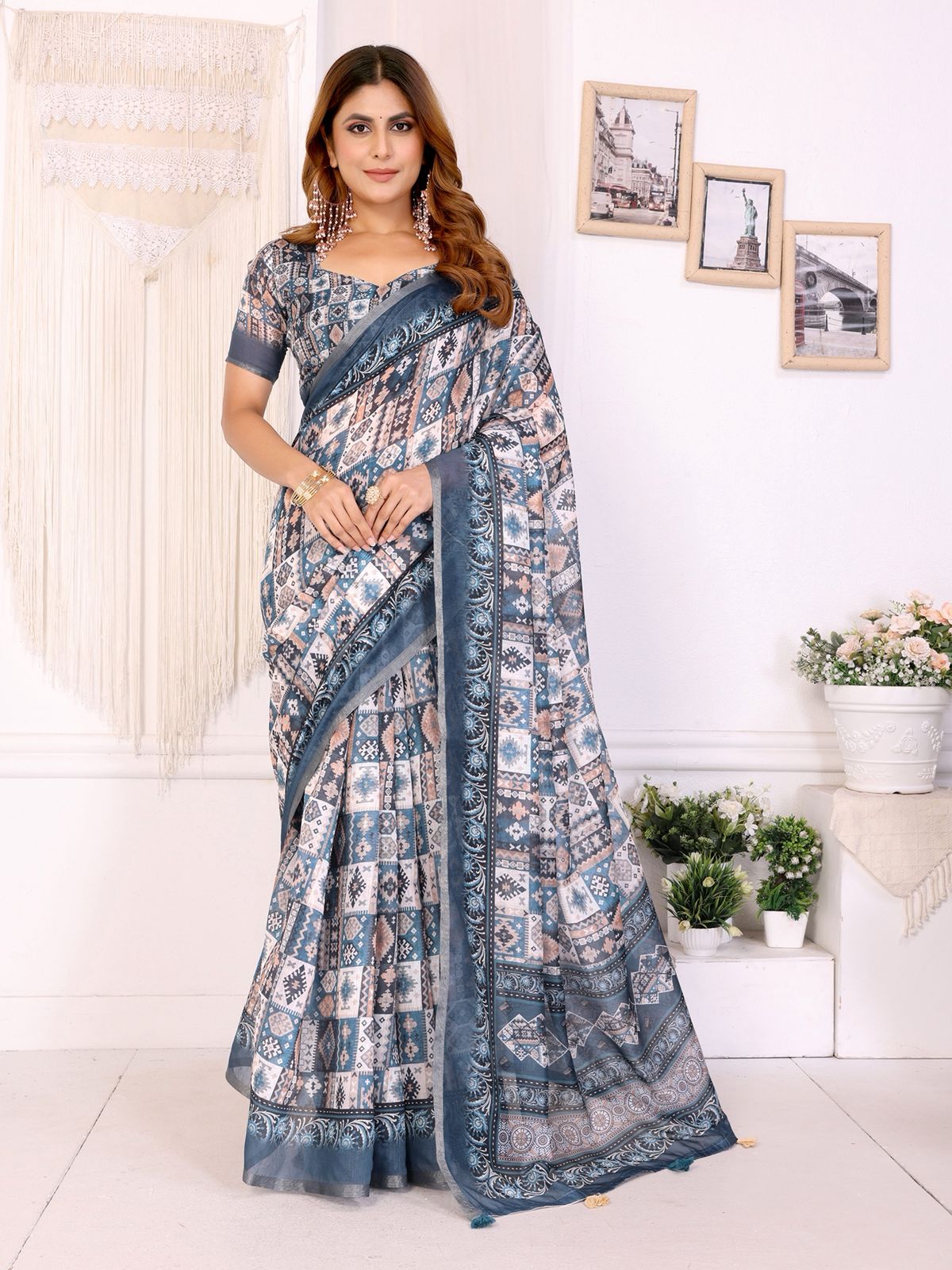 Kayatri New Superior And AllNew Concept In Chanderi Cotton Sarees That Is Soft And Silky With All Over Ikkat Print Concept Saree