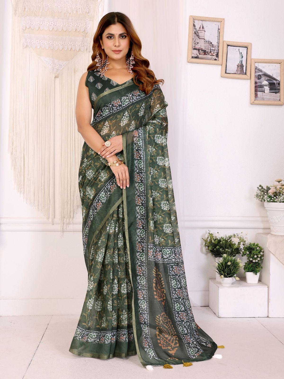 Kayatri New Superior And AllNew Concept In Chanderi Cotton Sarees That Is Soft And Silky With All Over Ikkat Print Concept Saree