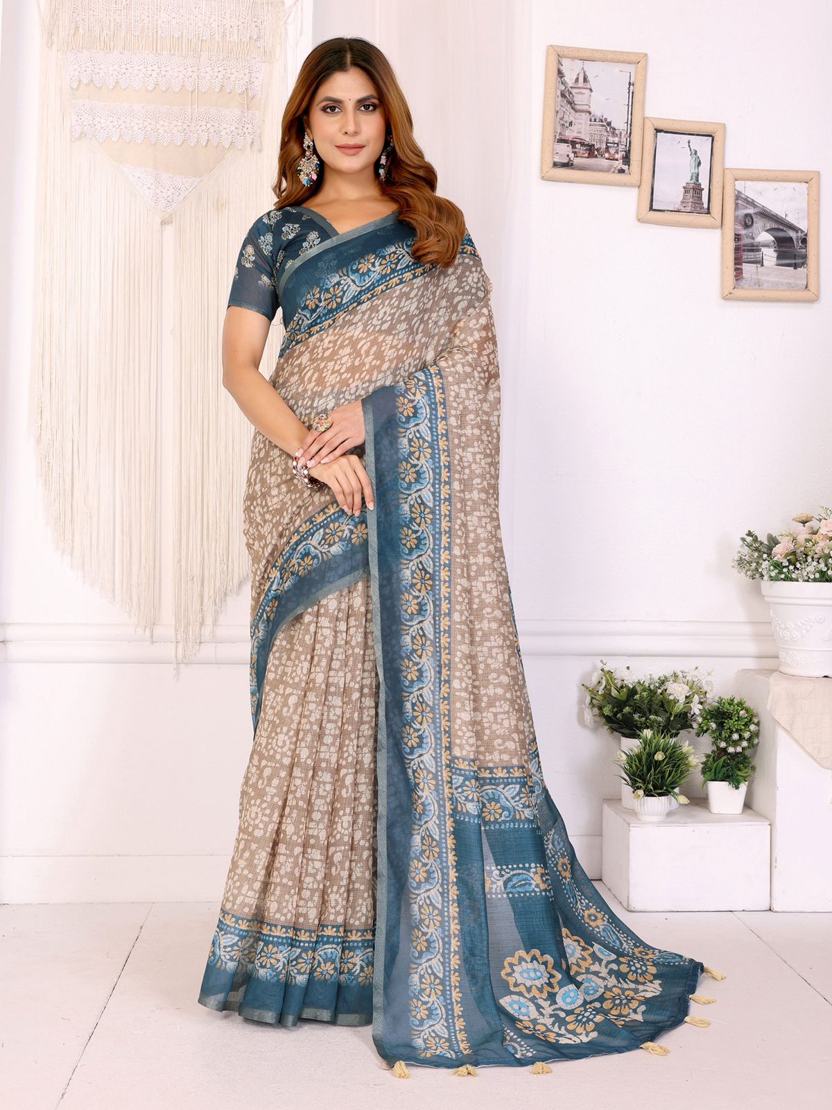 Kayatri New Superior And AllNew Concept In Chanderi Cotton Sarees That Is Soft And Silky With All Over Ikkat Print Concept Saree
